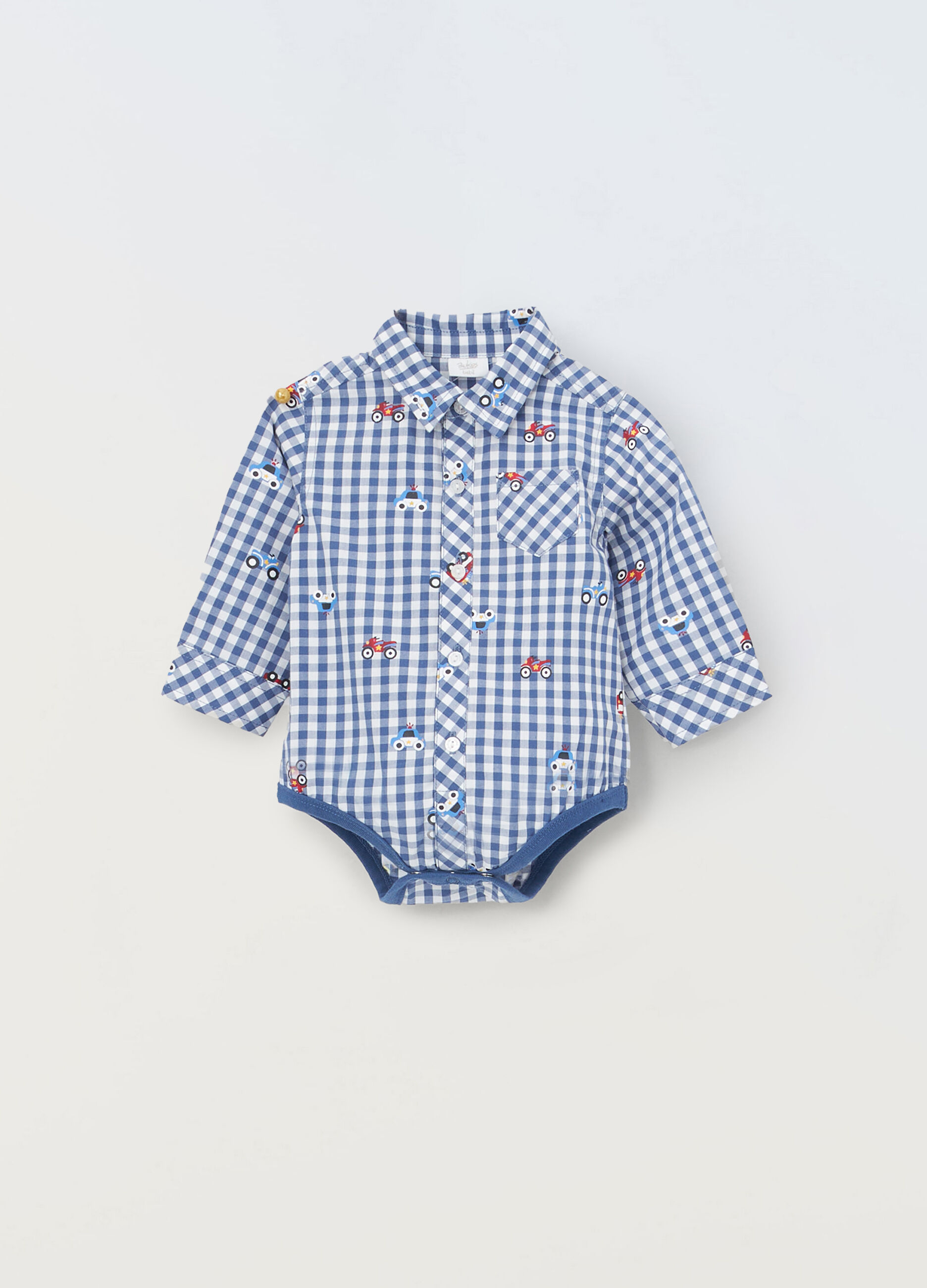 Body a camicia in puro cotone popeline neonato_0