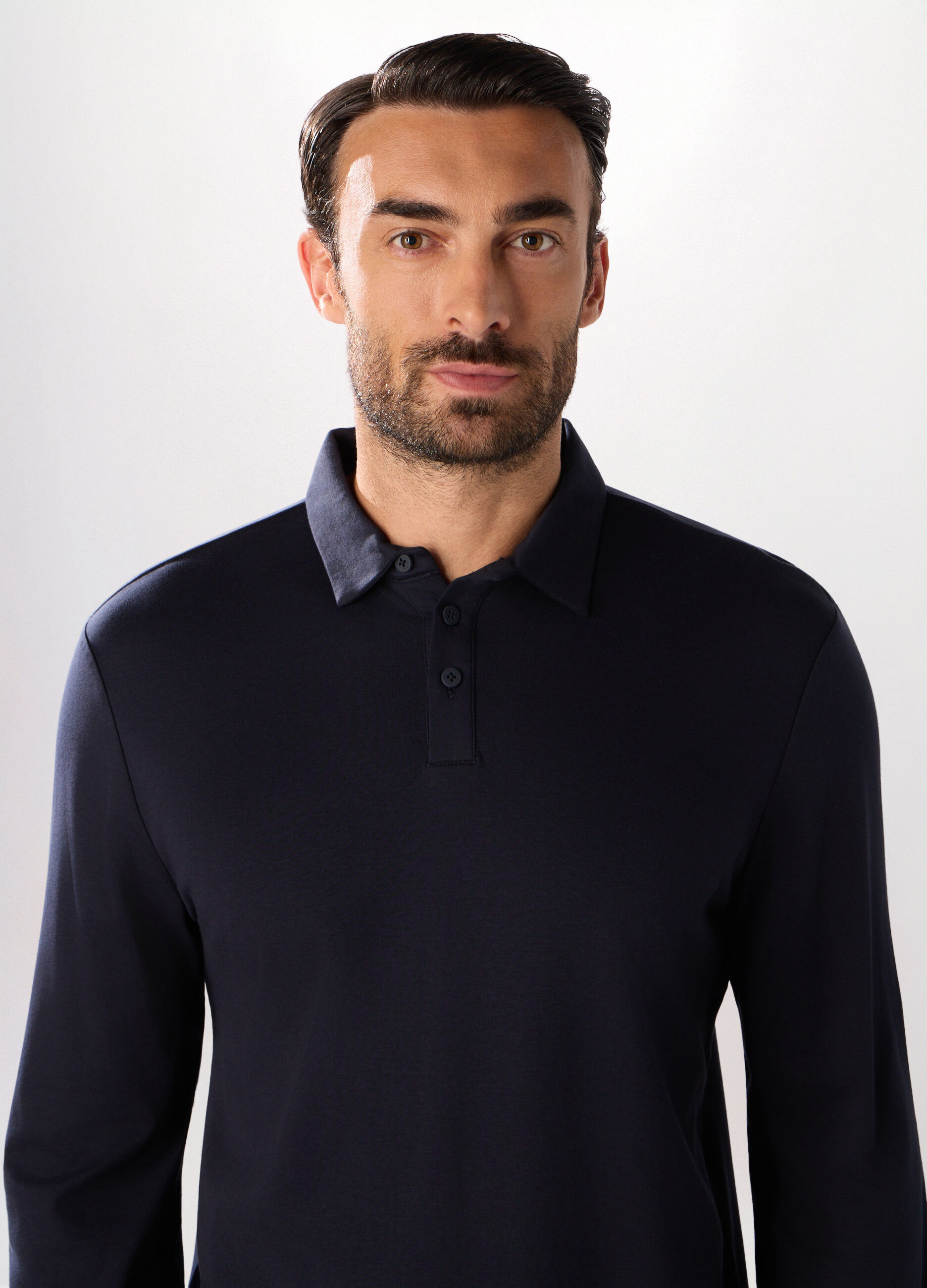 Polo a maniche lunghe in puro cotone uomo_3