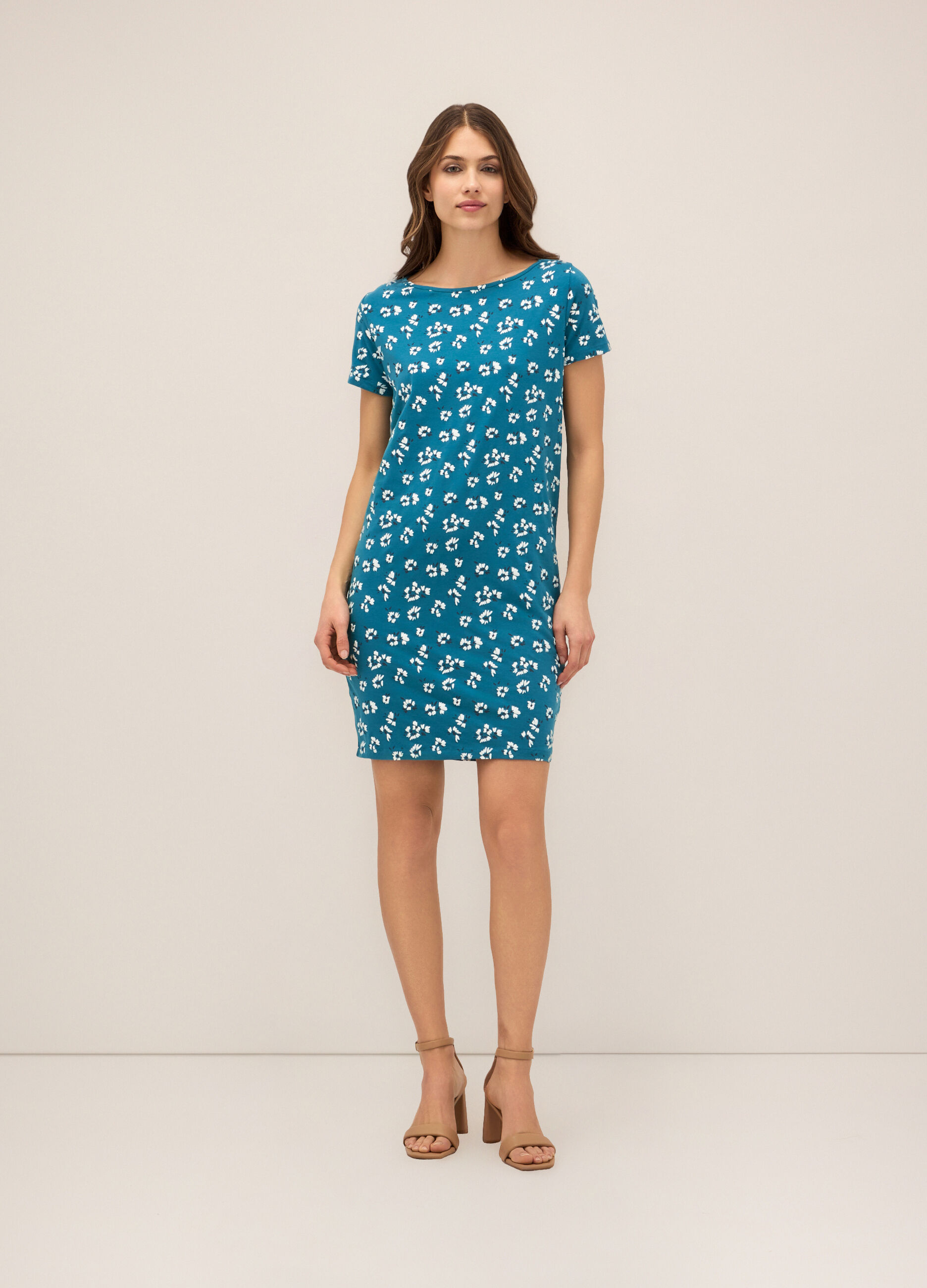 Abito corto in cotone stretch donna
