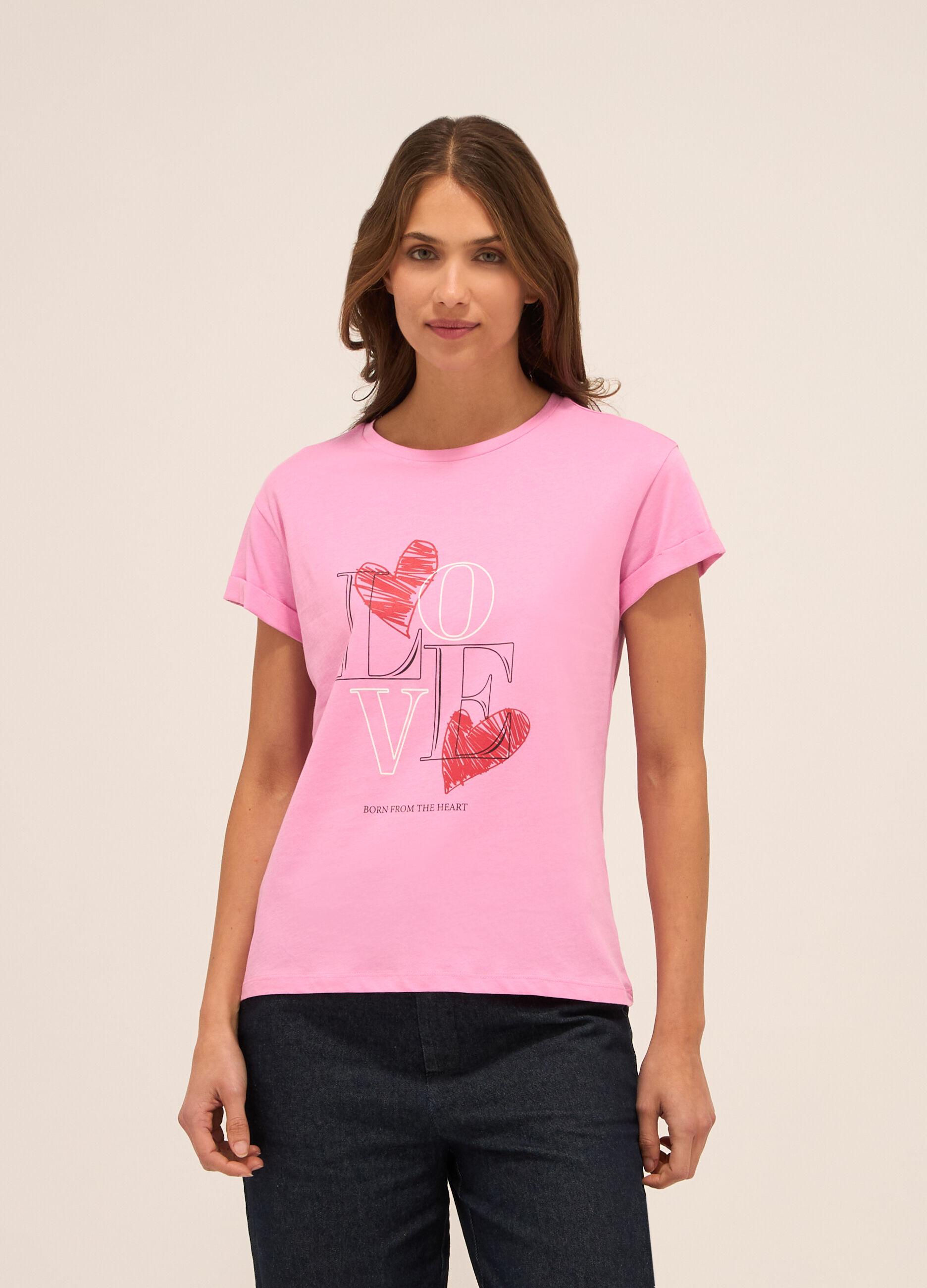 T-shirt in jersey di puro cotone donna_0