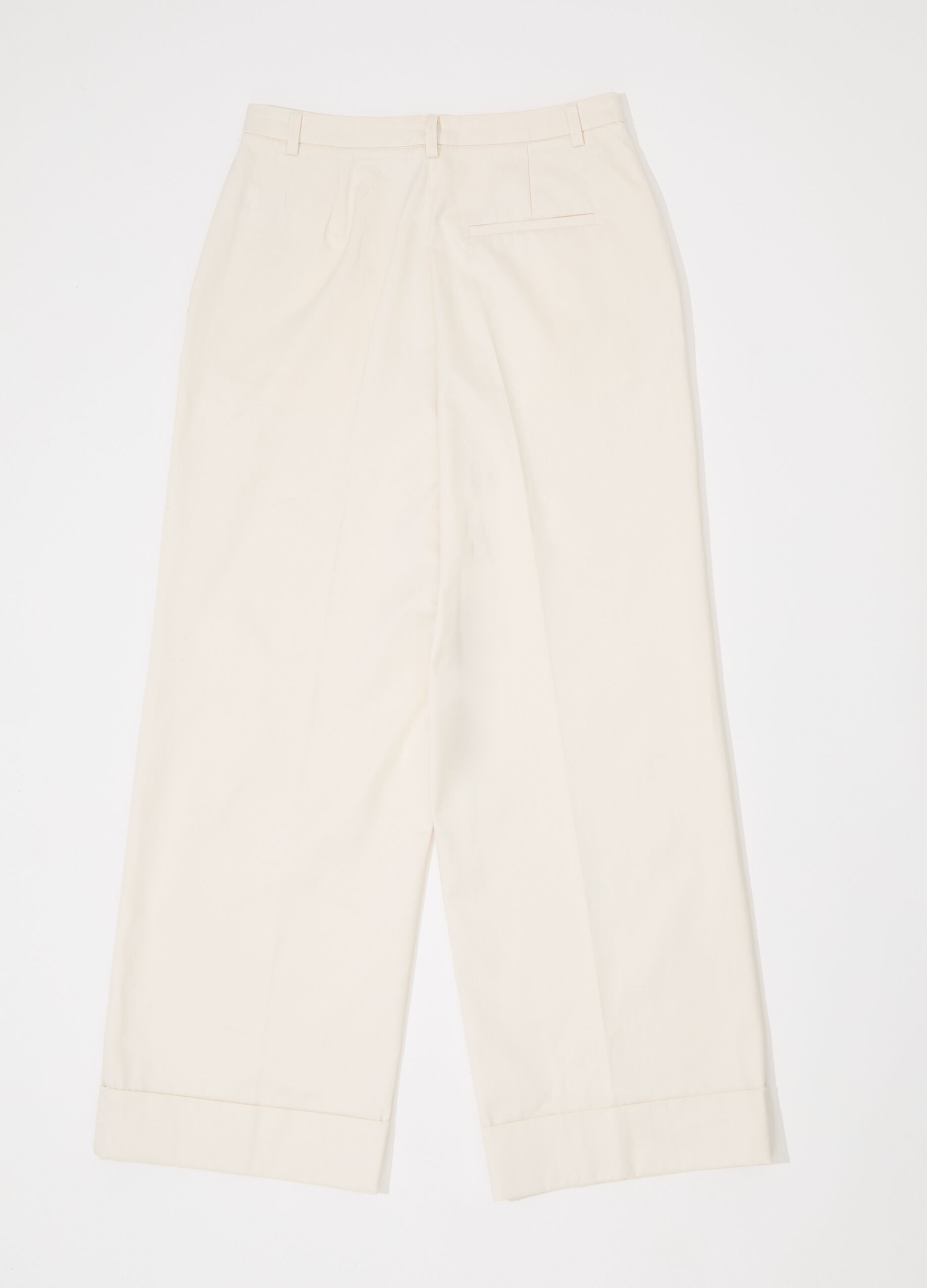 Pantalone palazzo in gabardine di puro cotone donna_5