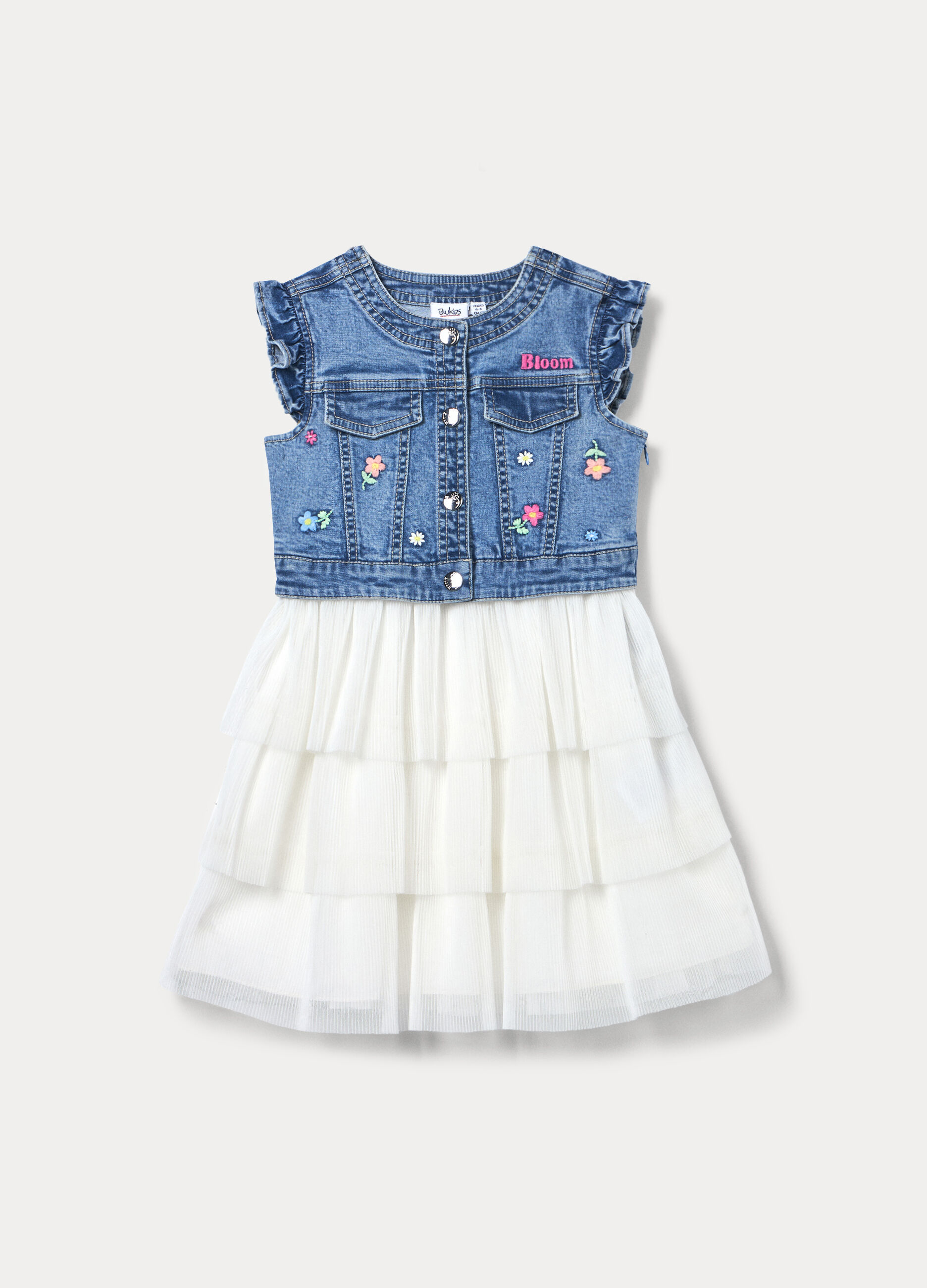 Vestito in denim stretch bambina_0