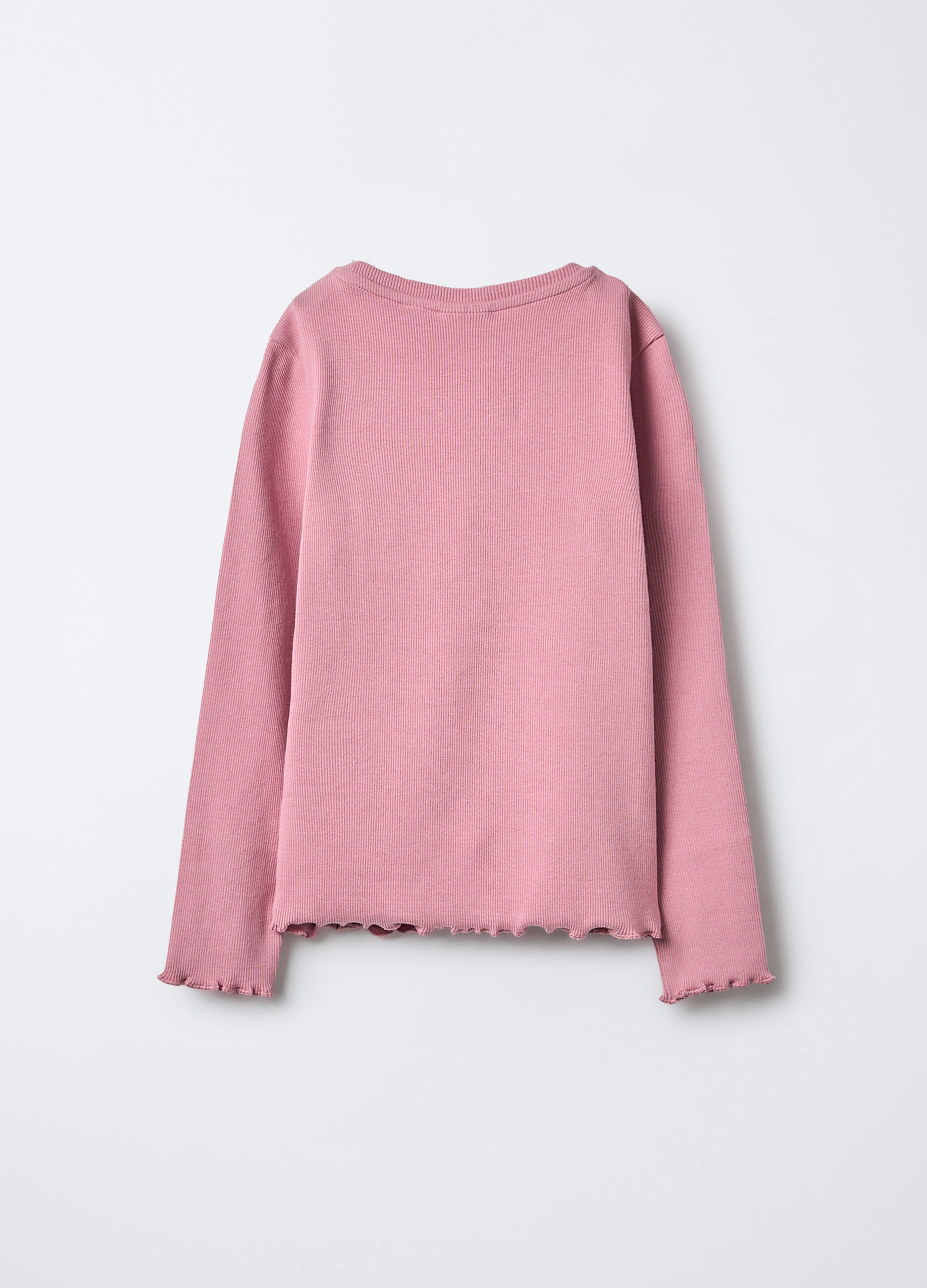 T-shirt in costina di cotone stretch bambina_1