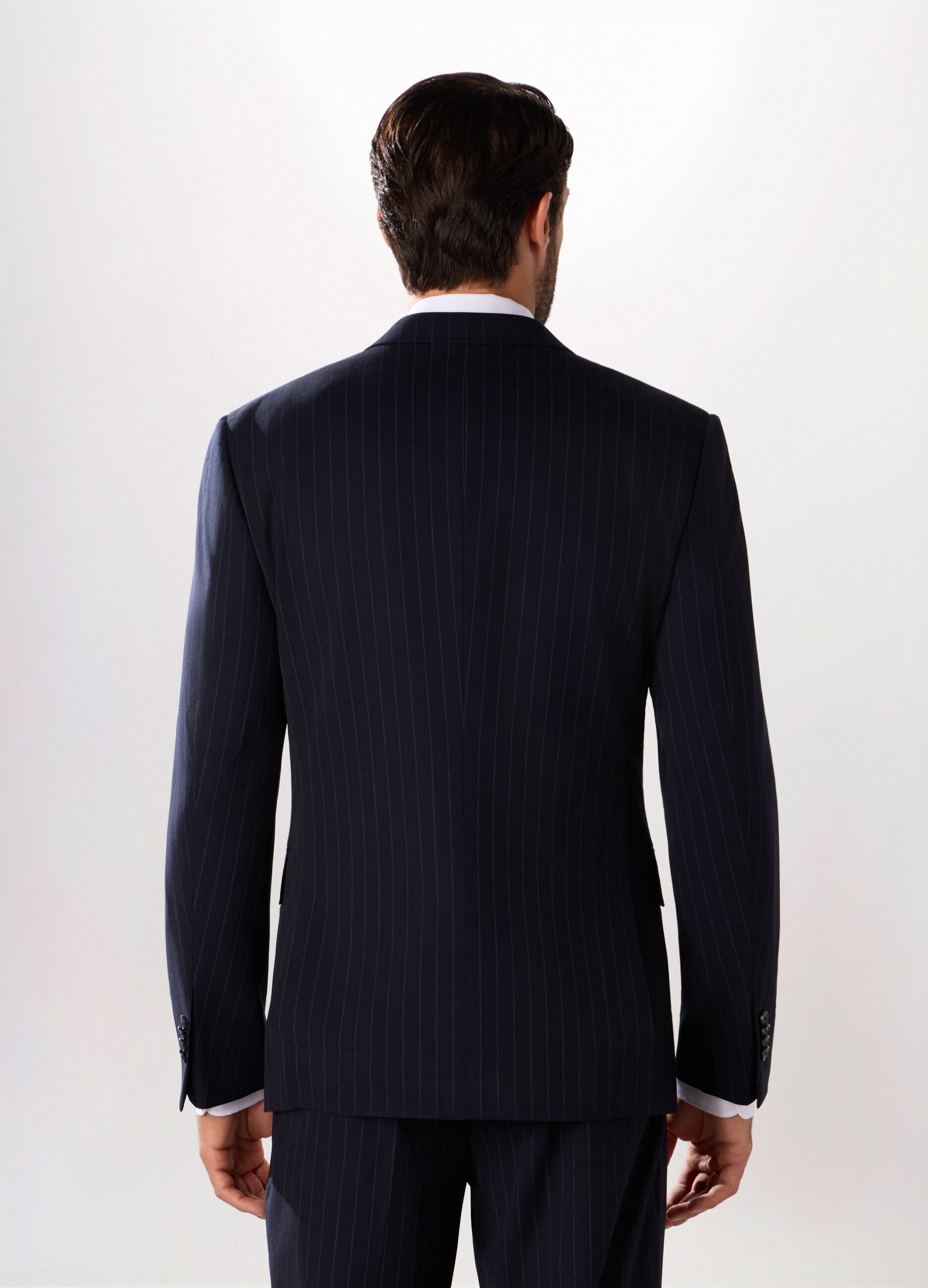 Blazer in tessuto stretch gessato uomo_1