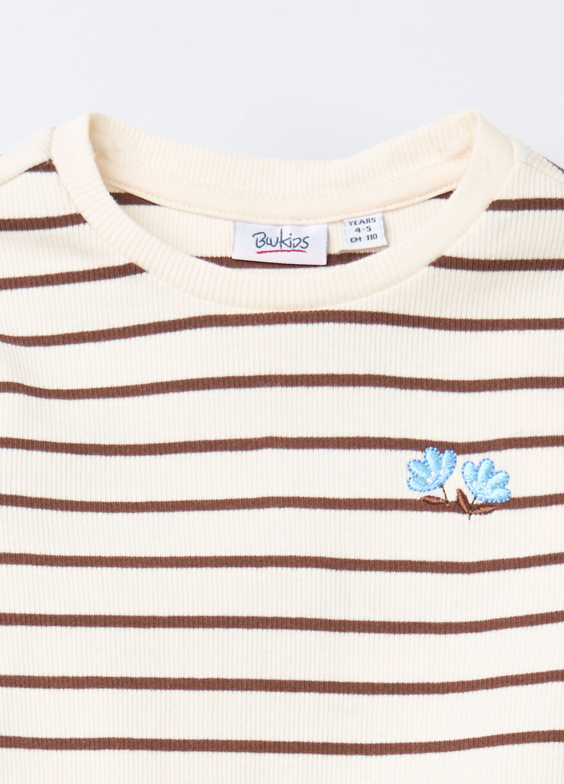 T-shirt girocollo in costina di cotone stretch bambina_2