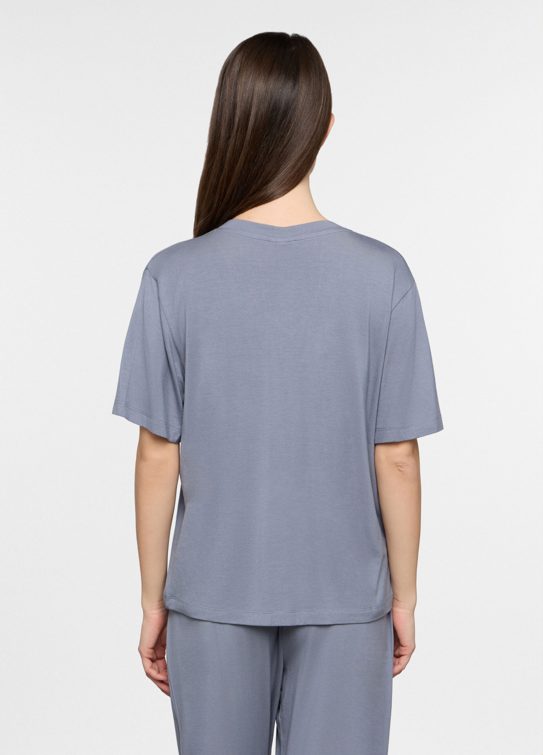 Top pigiama con scollo a V stretch donna_1