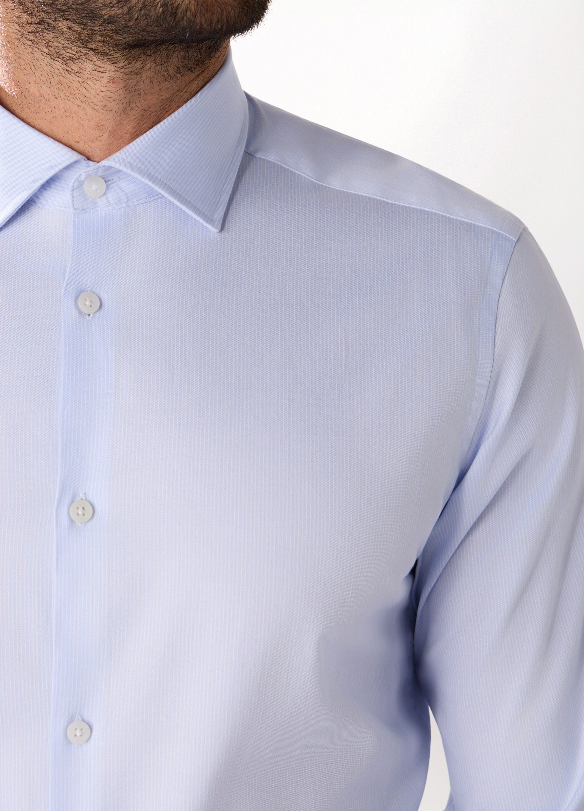 Camicia slim fit in cotone stretch a righe uomo_2