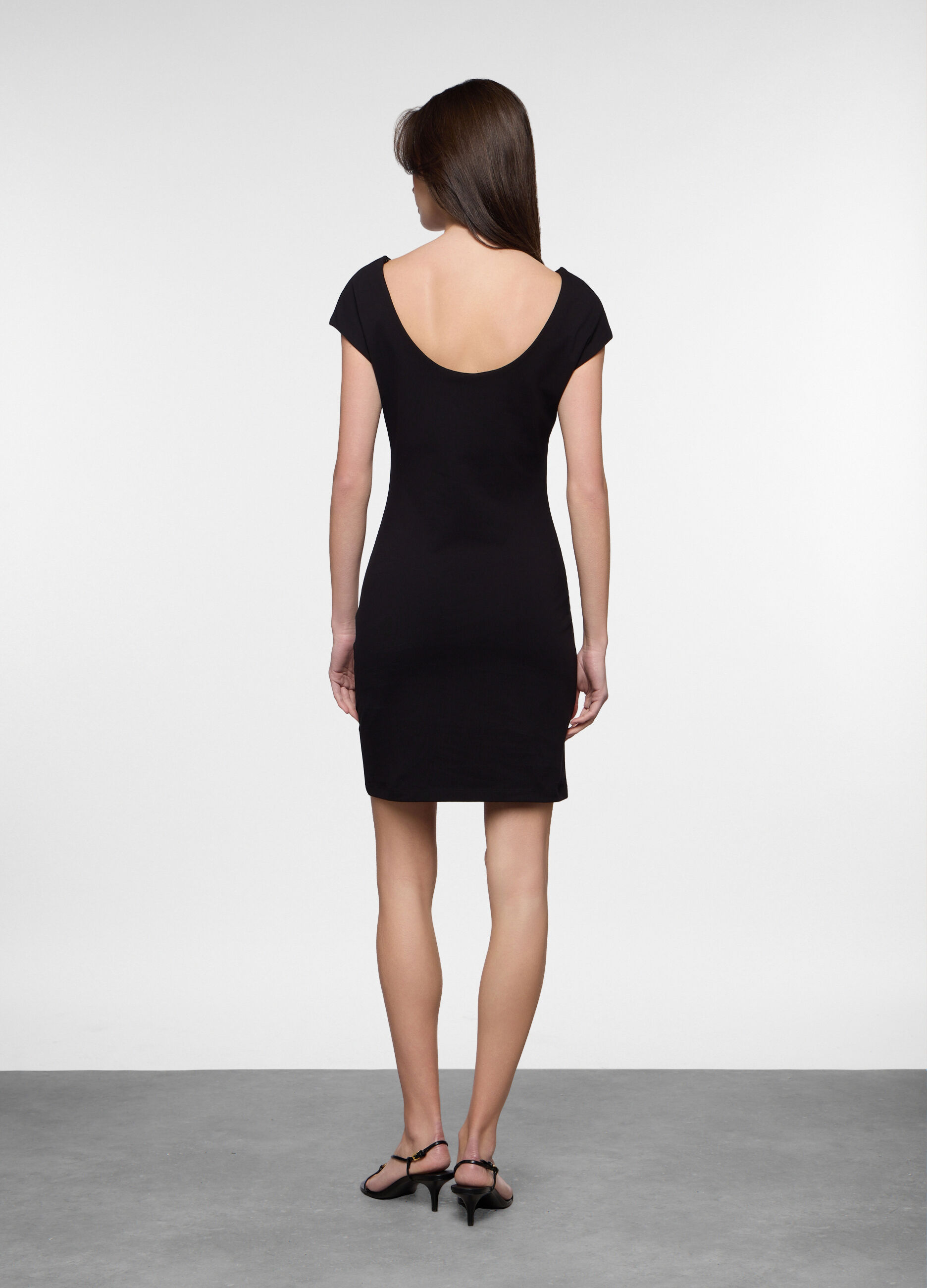 Abito corto fitted in jersey di cotone stretch donna
