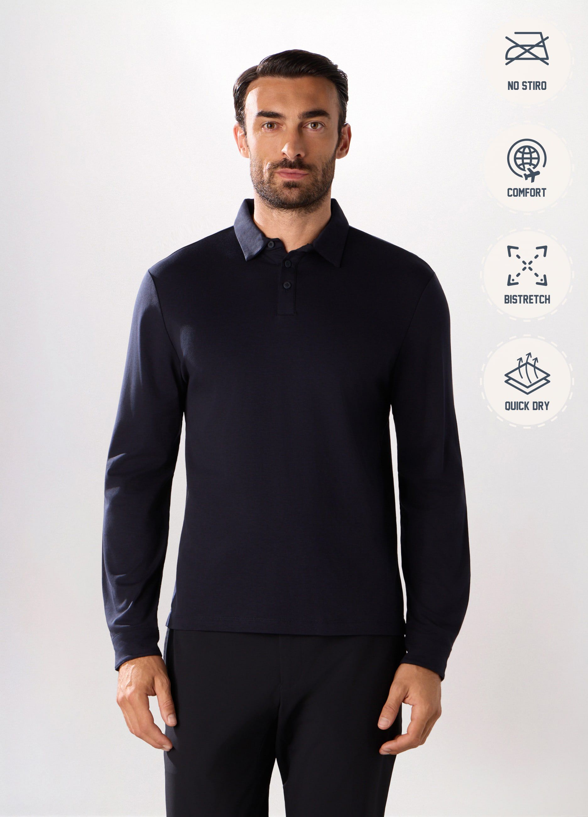 Polo a maniche lunghe in puro cotone uomo_1