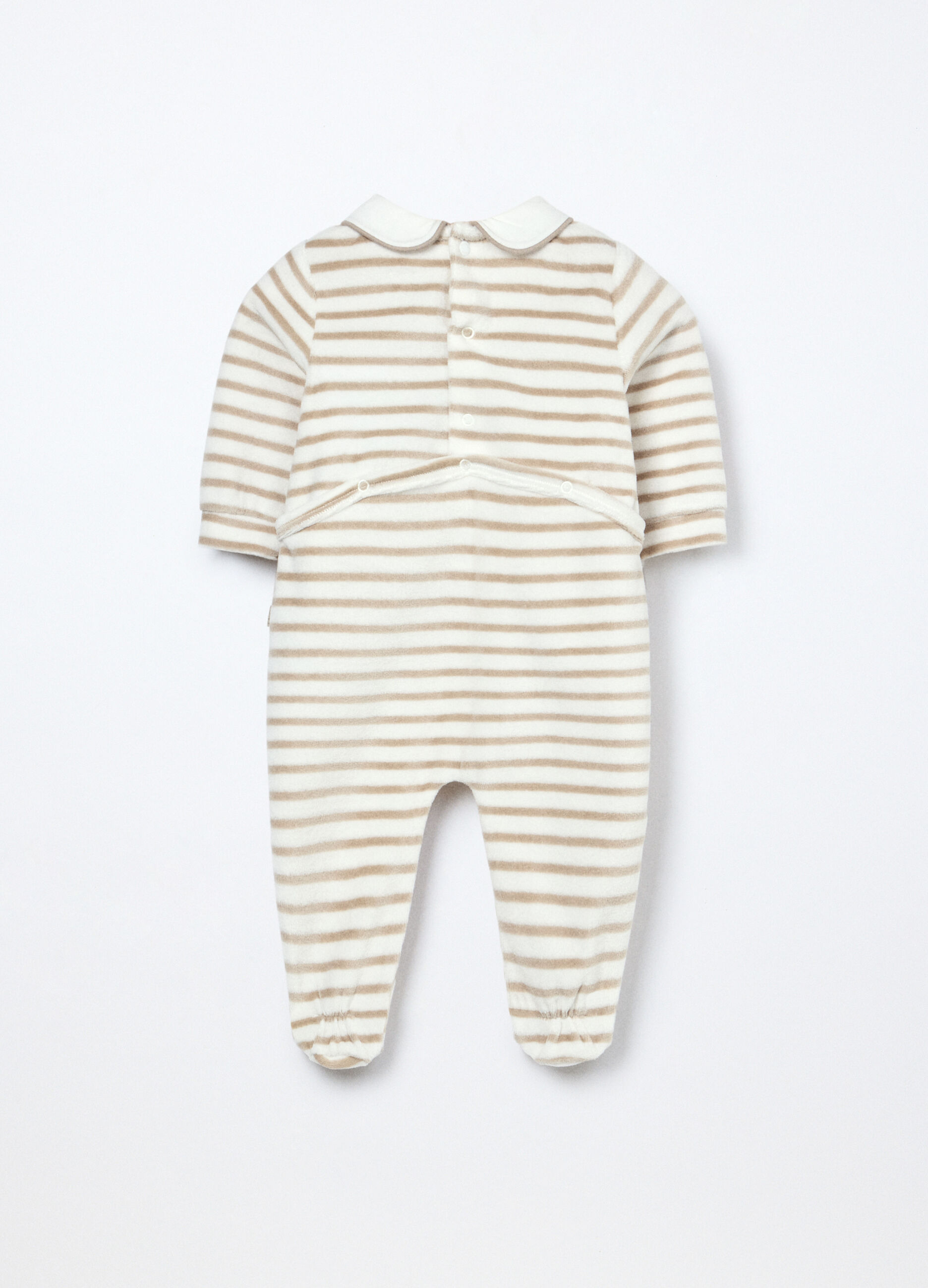 Tutina misto cotone velours a righe neonato_1