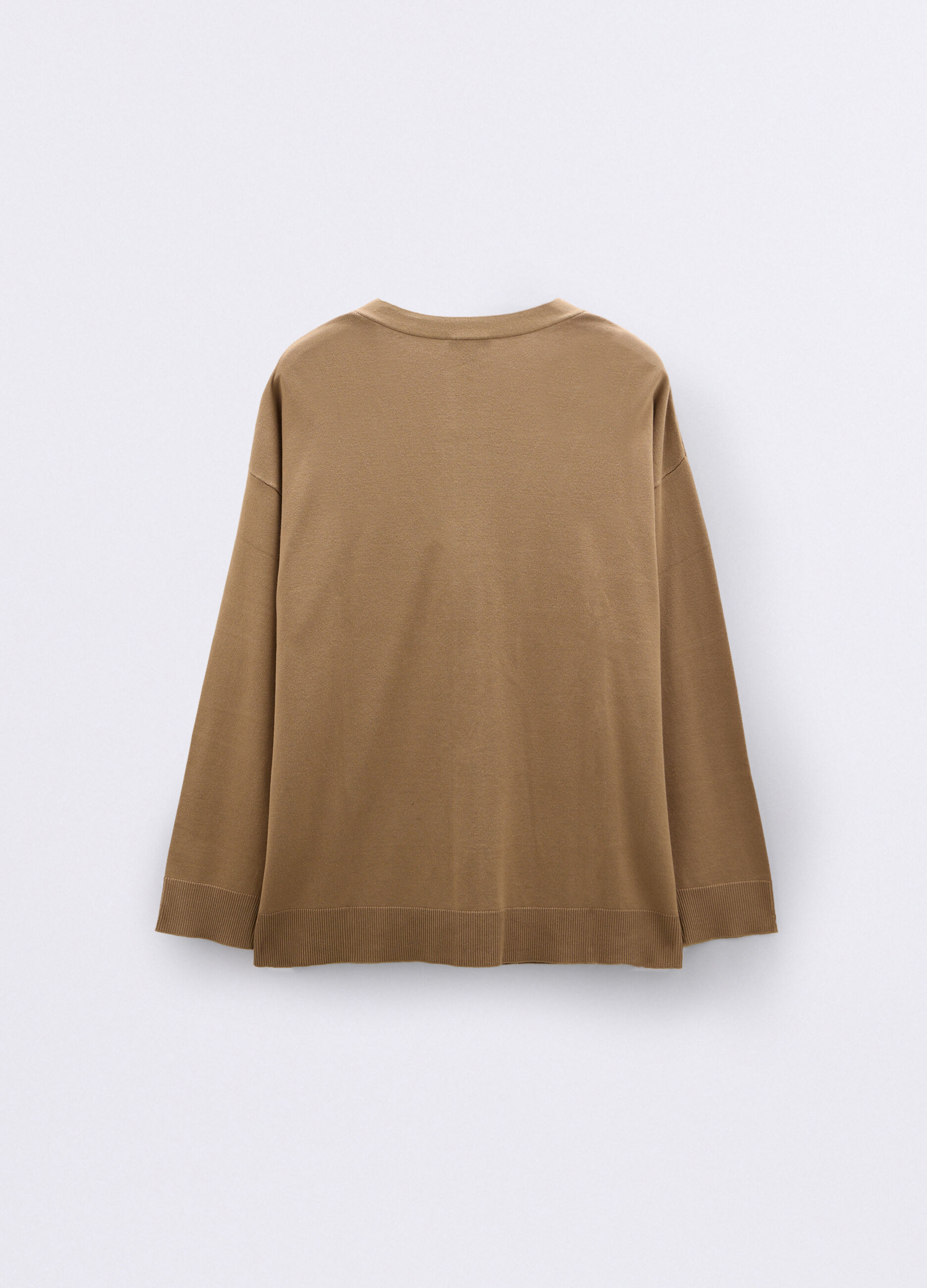 Cardigan con scollo a V in maglia rasata donna curvy_1