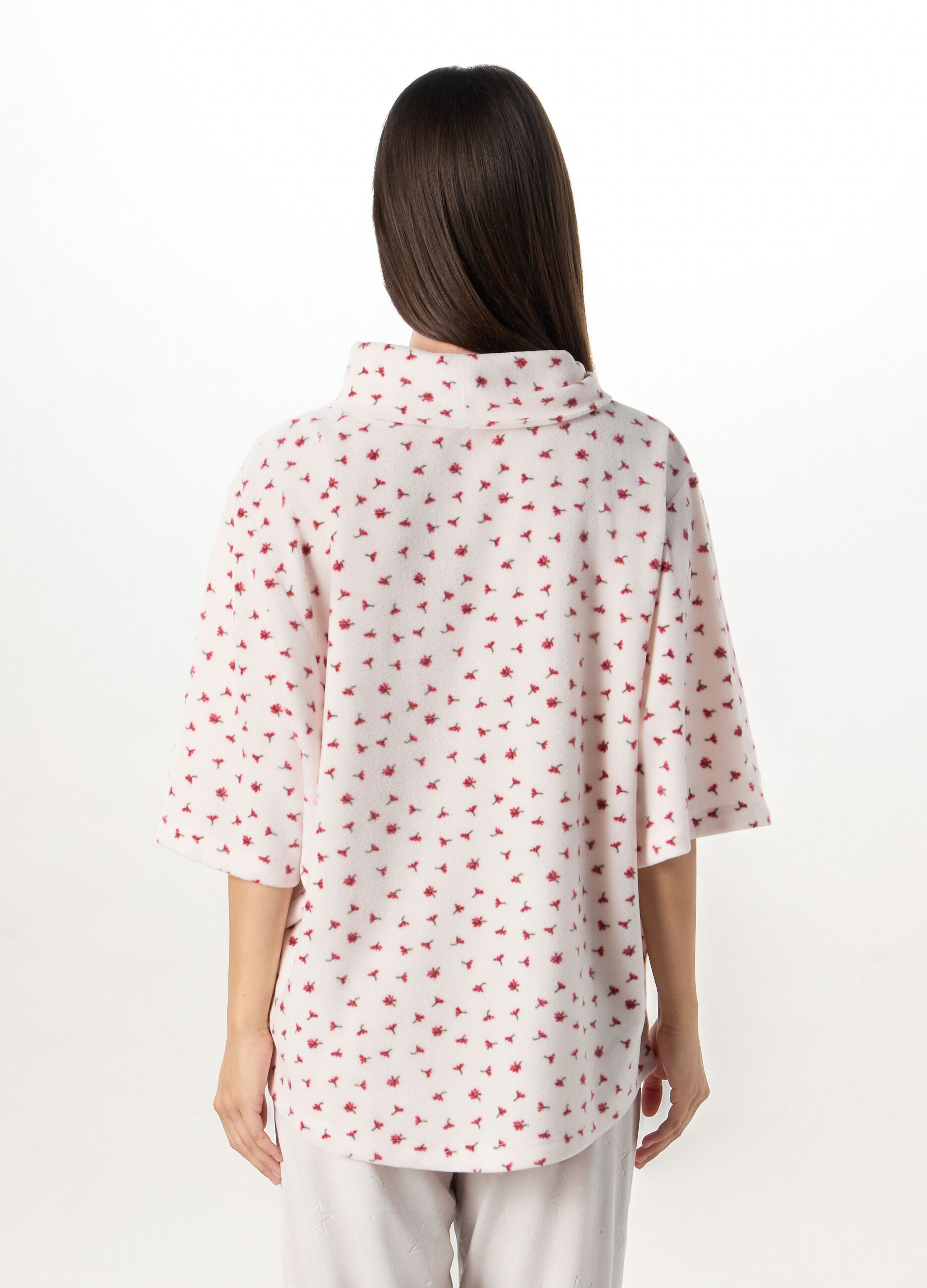 Top pigiama in coral fleece con maniche a 3/4 donna_1
