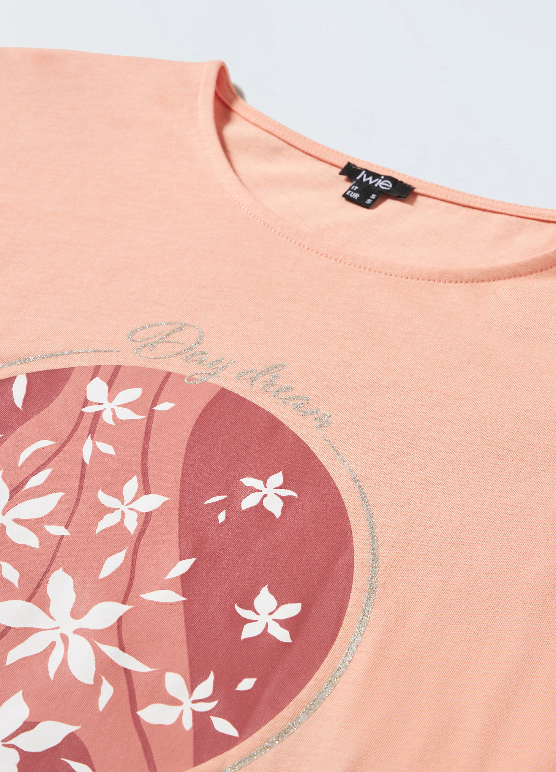 T-shirt in puro cotone con stampa glitter donna_1