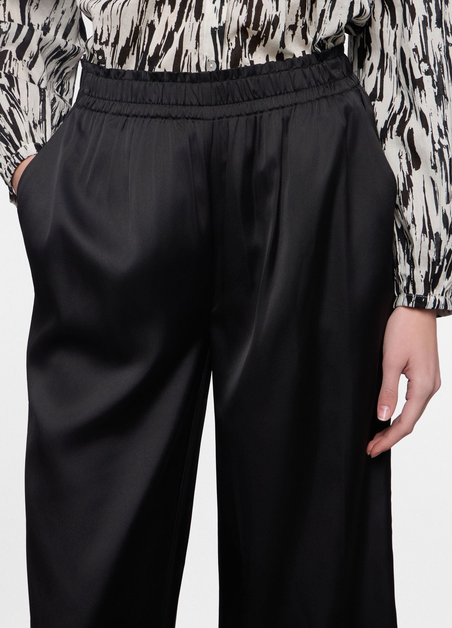 Pantaloni wide leg in satin donna
