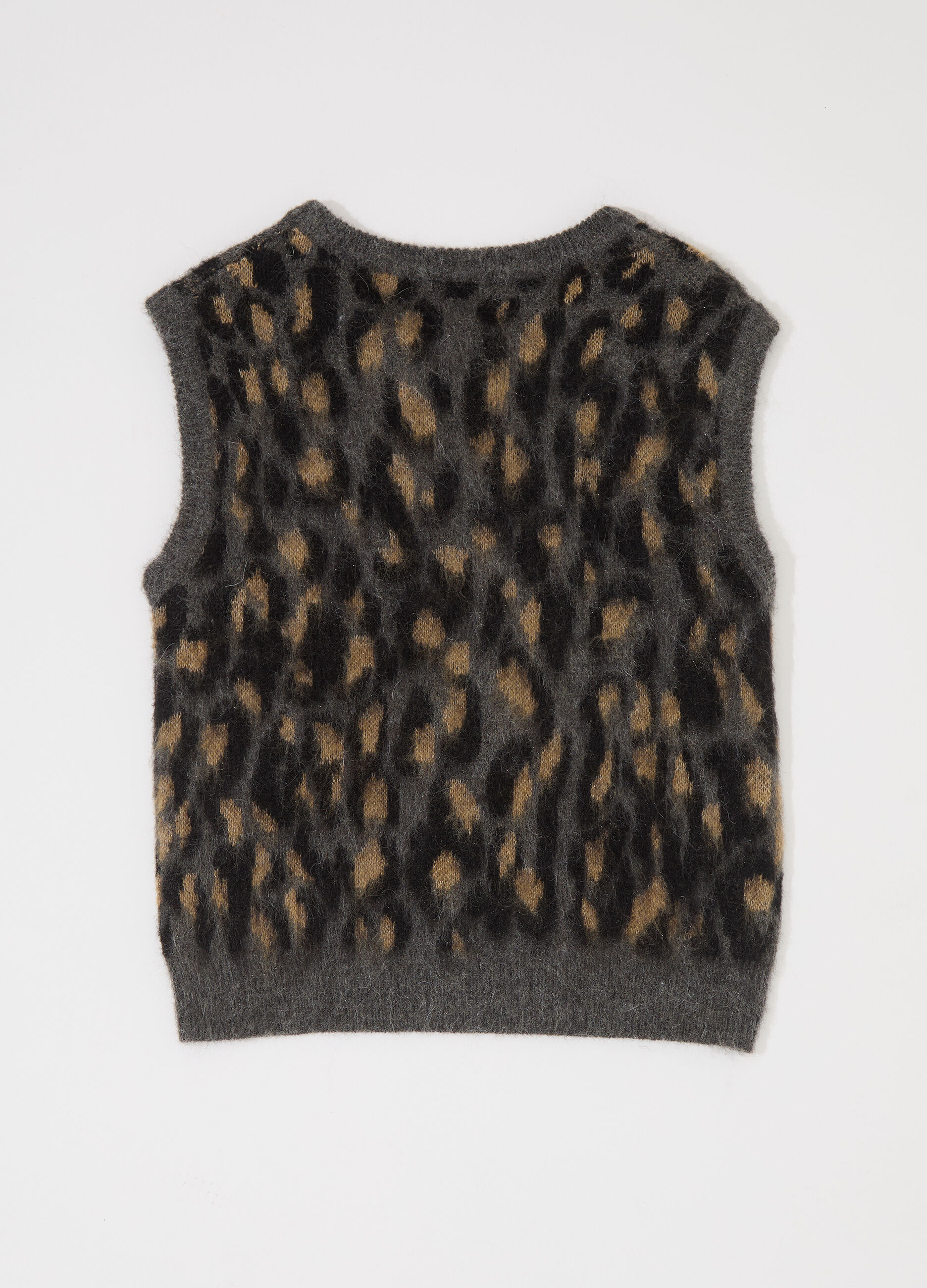 Gilet tricot in filato peloso misto mohair donna_5