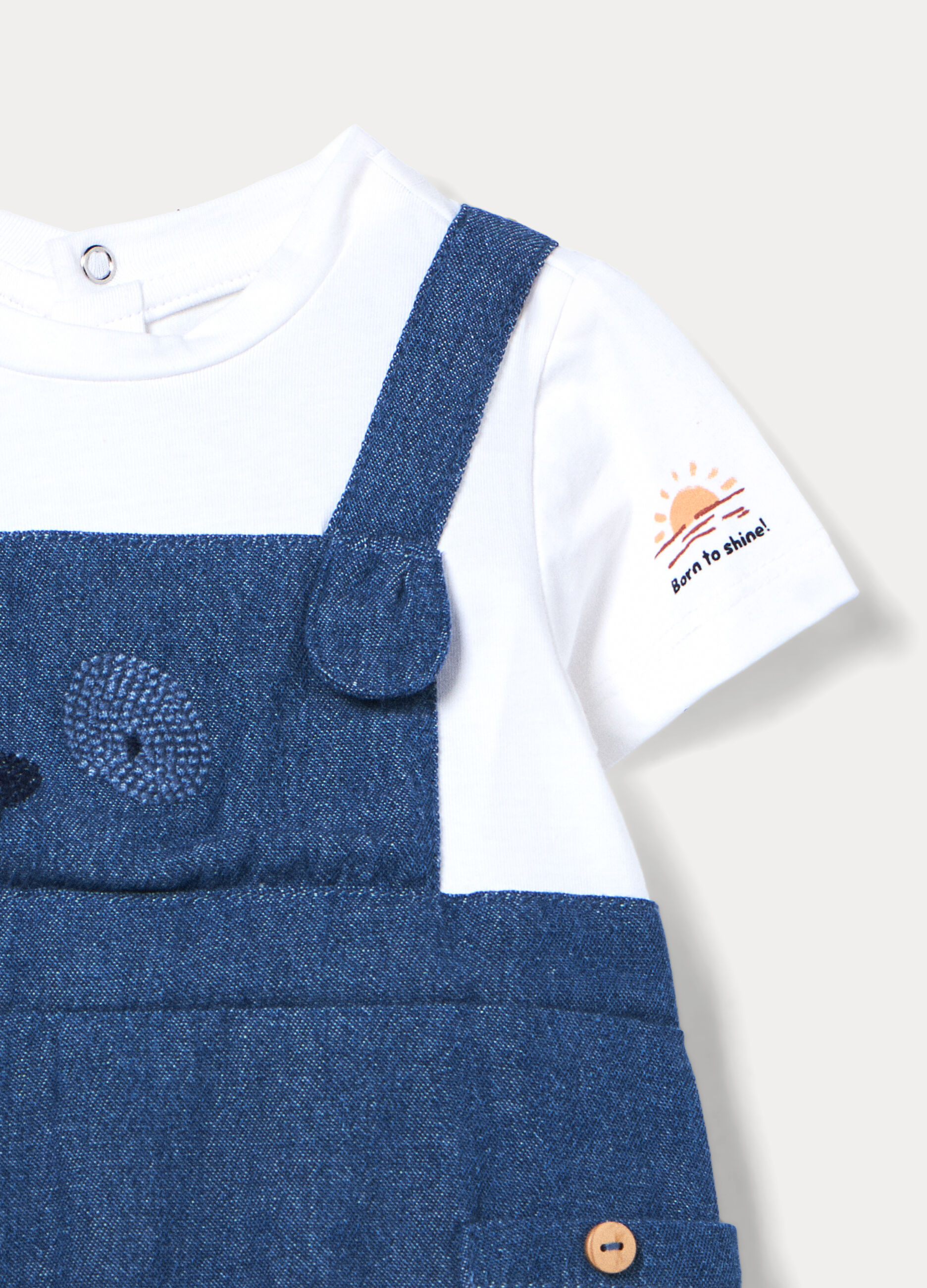 Pagliaccetto in puro cotone chambray neonato_2