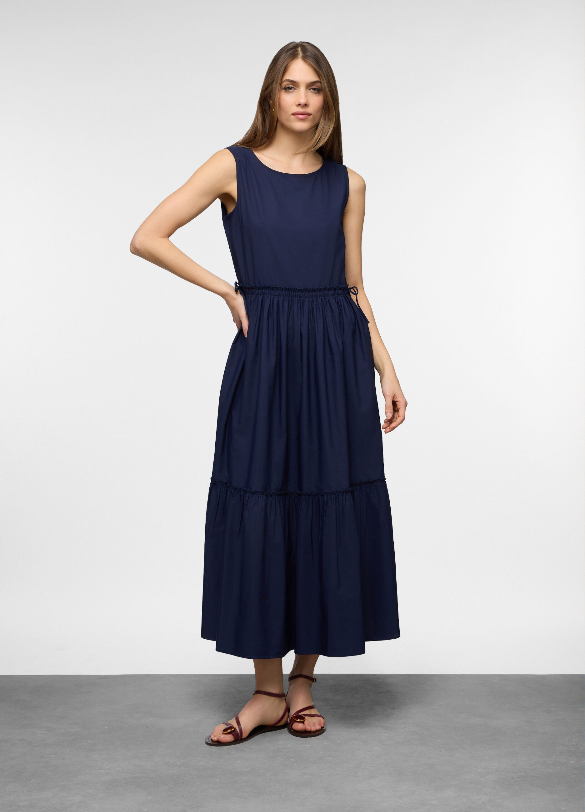 Abito lungo in popeline misto cotone donna_0