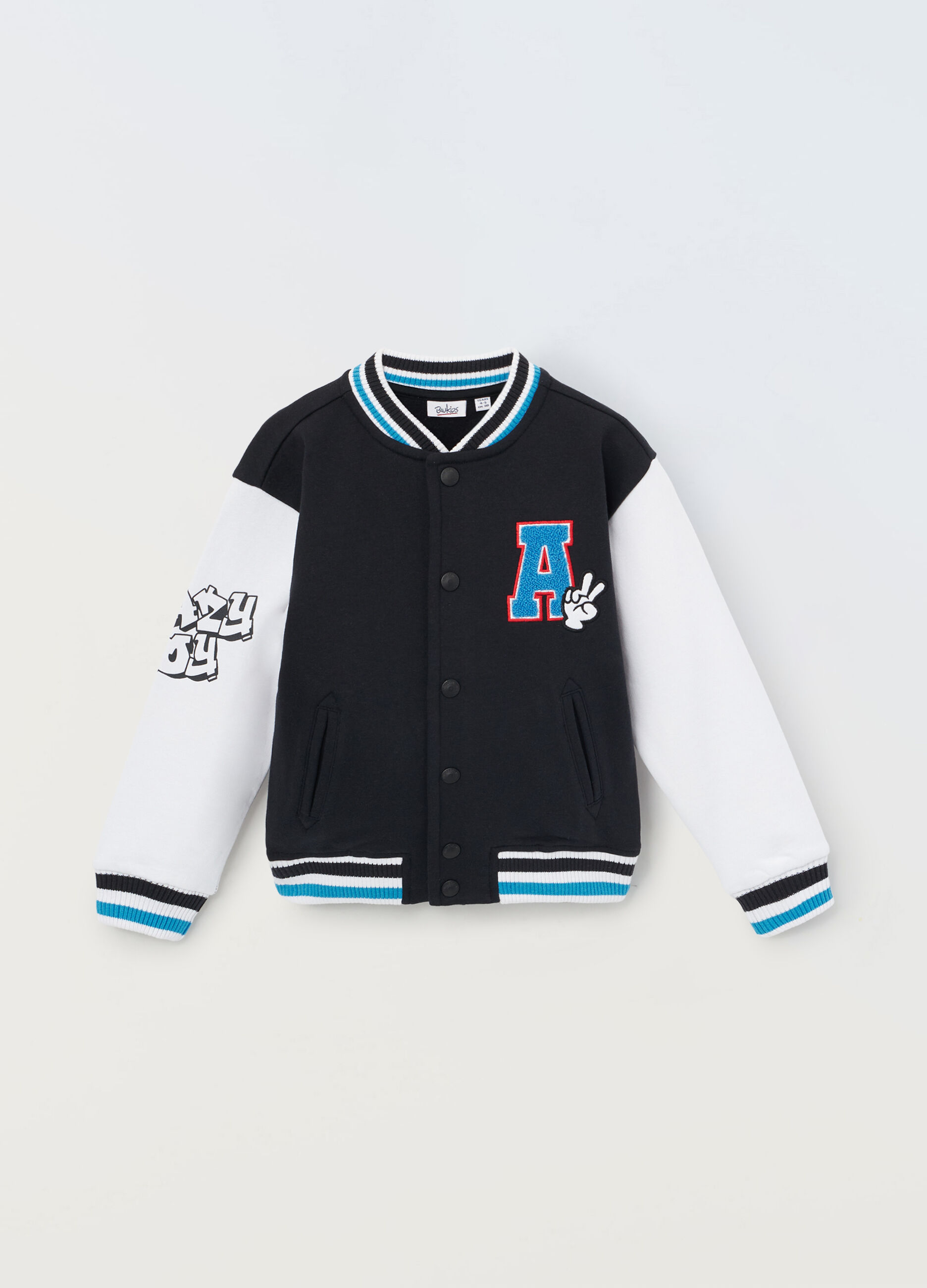 Felpa varsity in french terry di puro cotone bambino_0