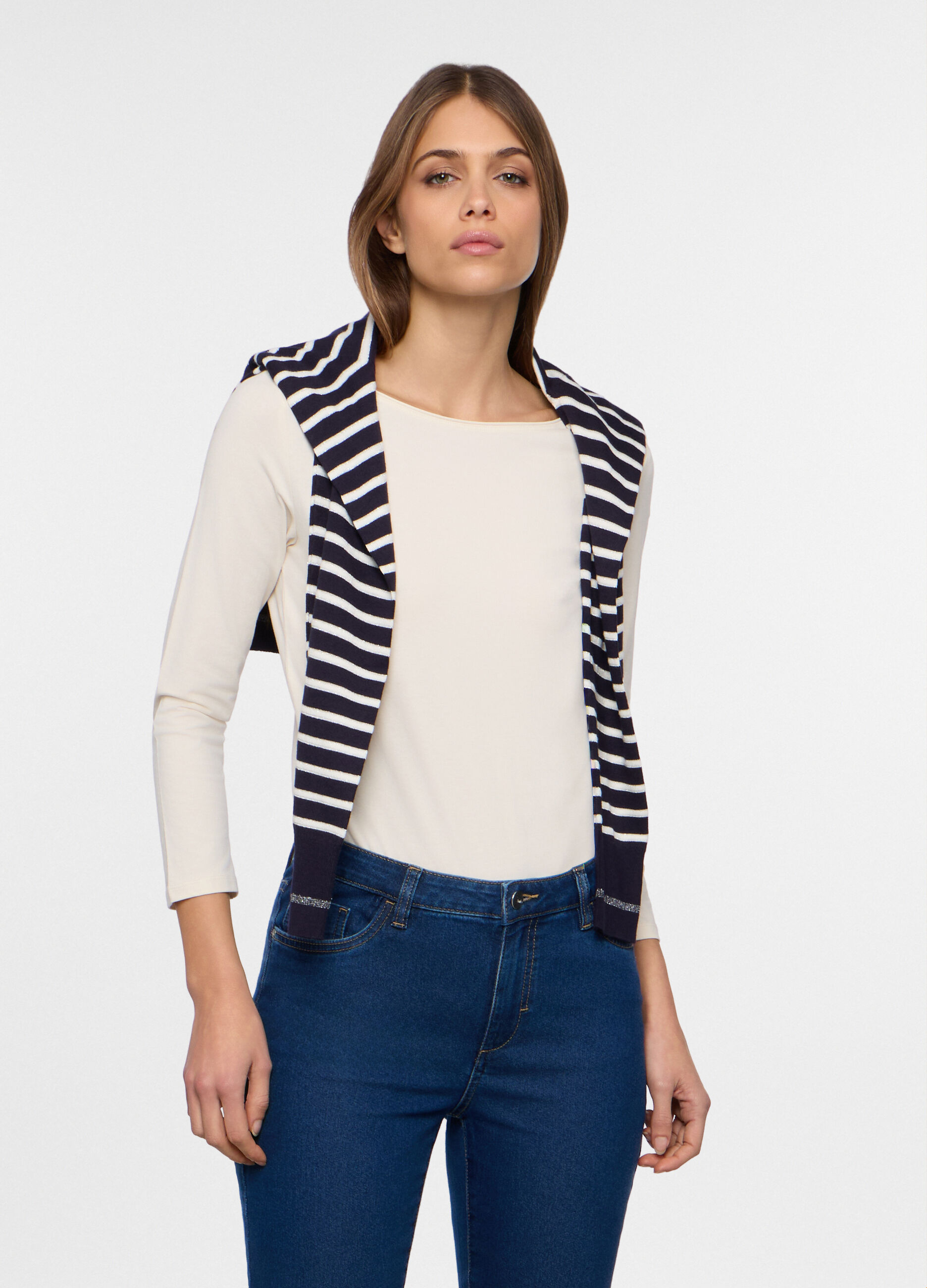 T-shirt con scollo a barchetta stretch donna_0