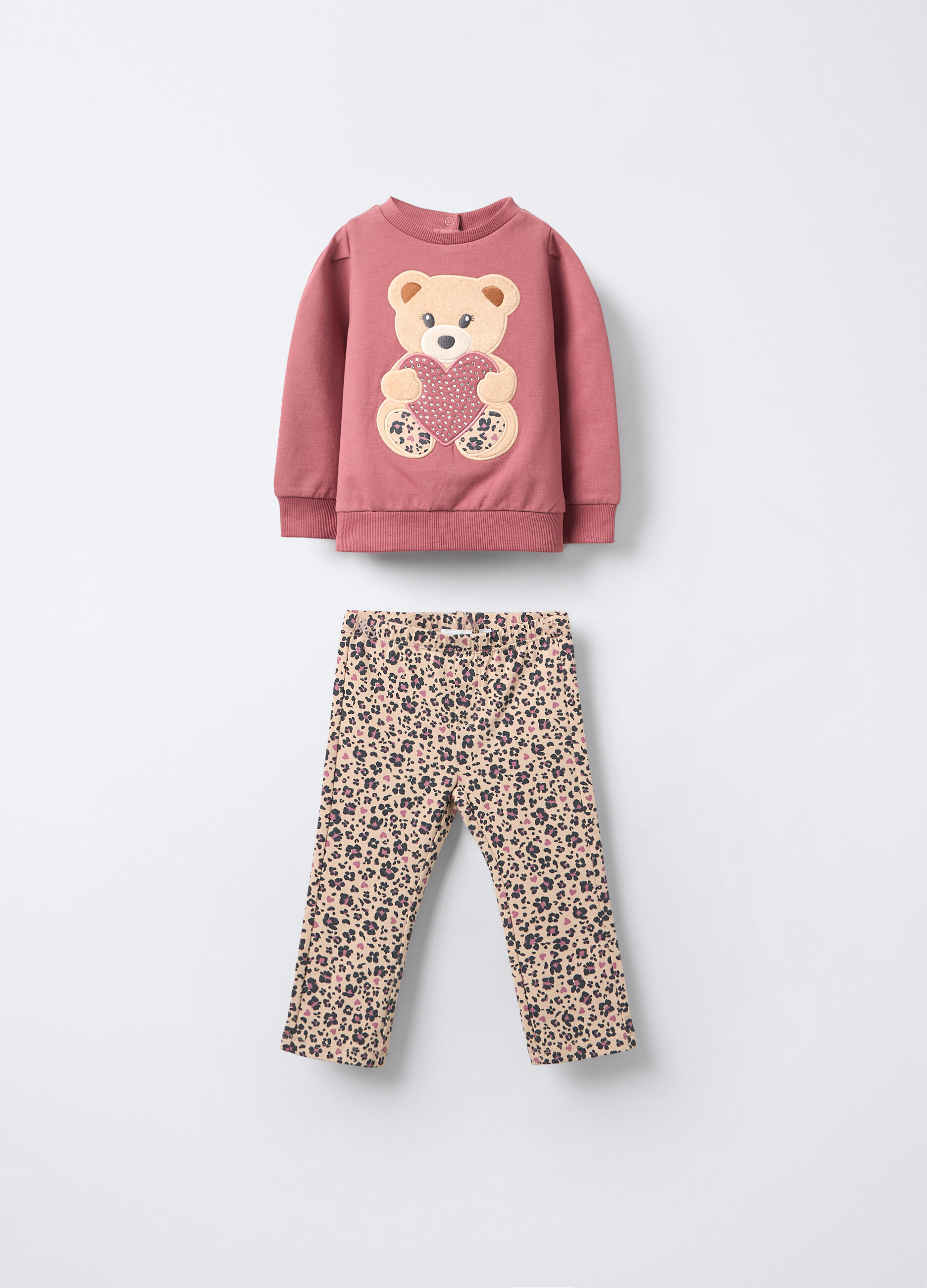 Jogging set in cotone garzato stretch bimba_0