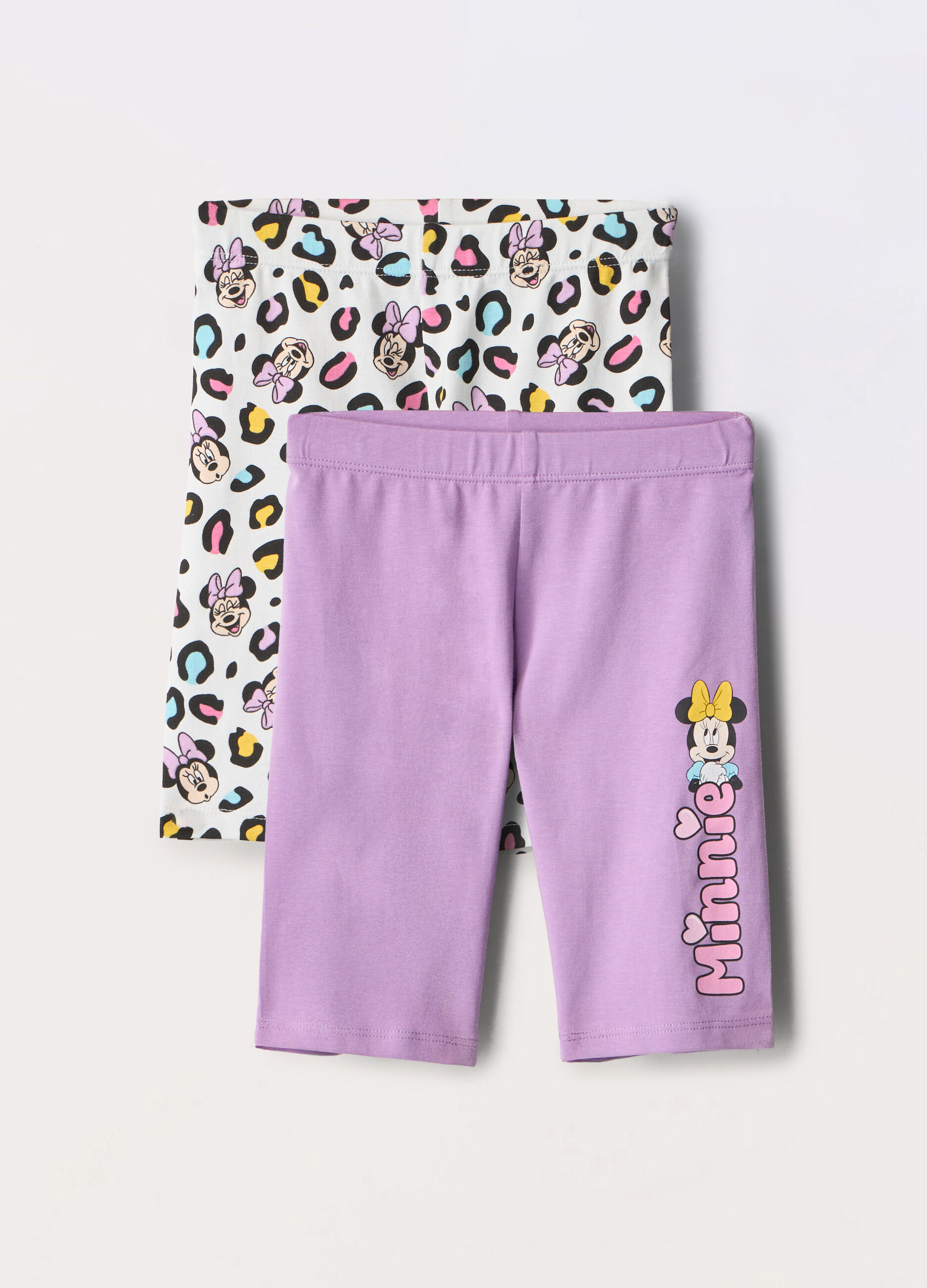 Pack 2 leggings corti in jersey di cotone bambina_0