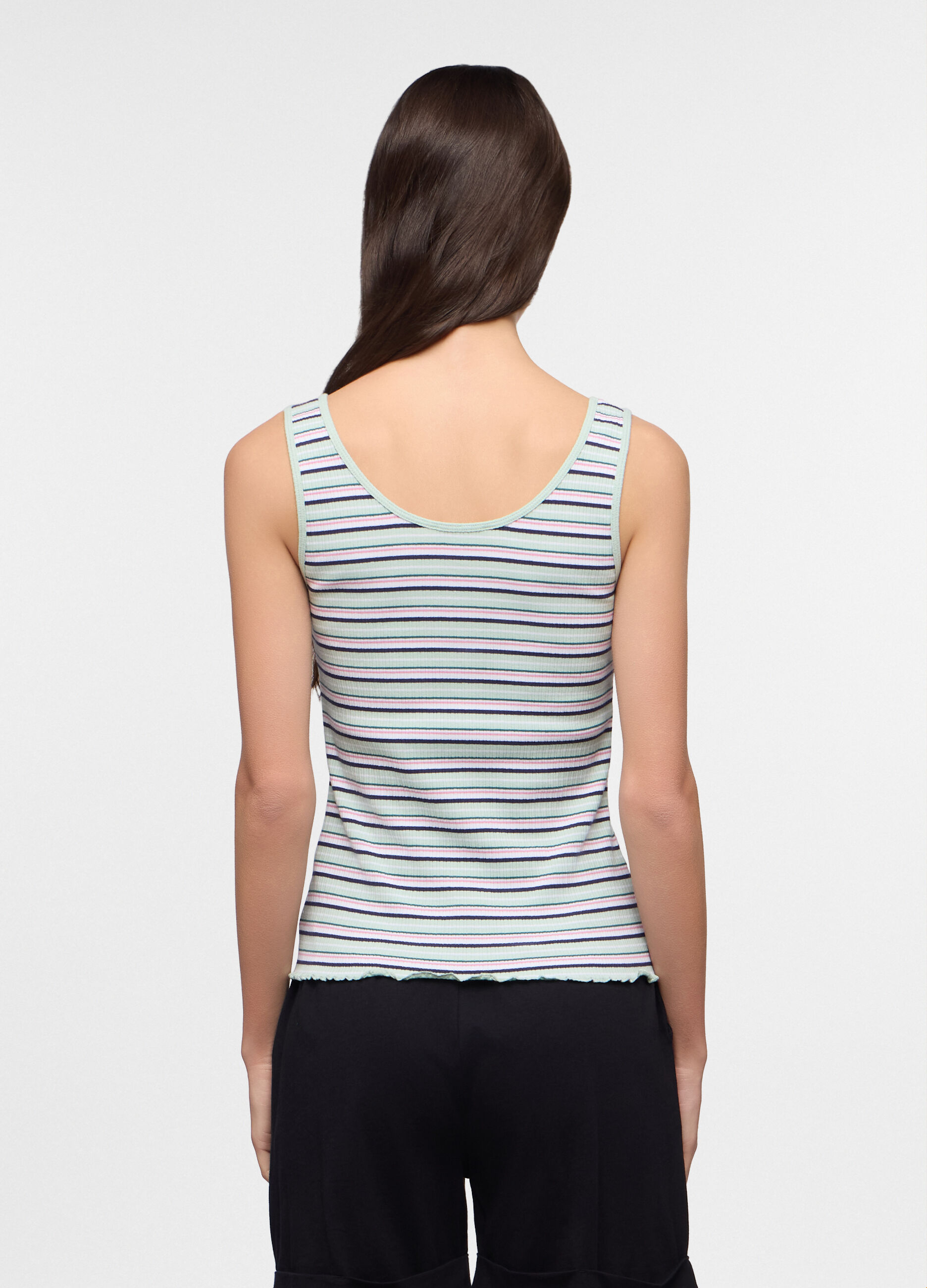 Canotta fitted in costina stretch donna