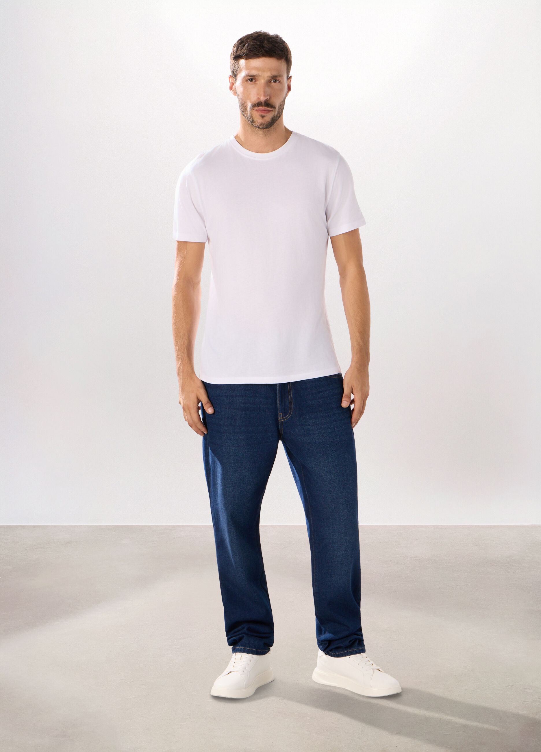 Jeans 5 tasche regular in cotone e lyocell uomo