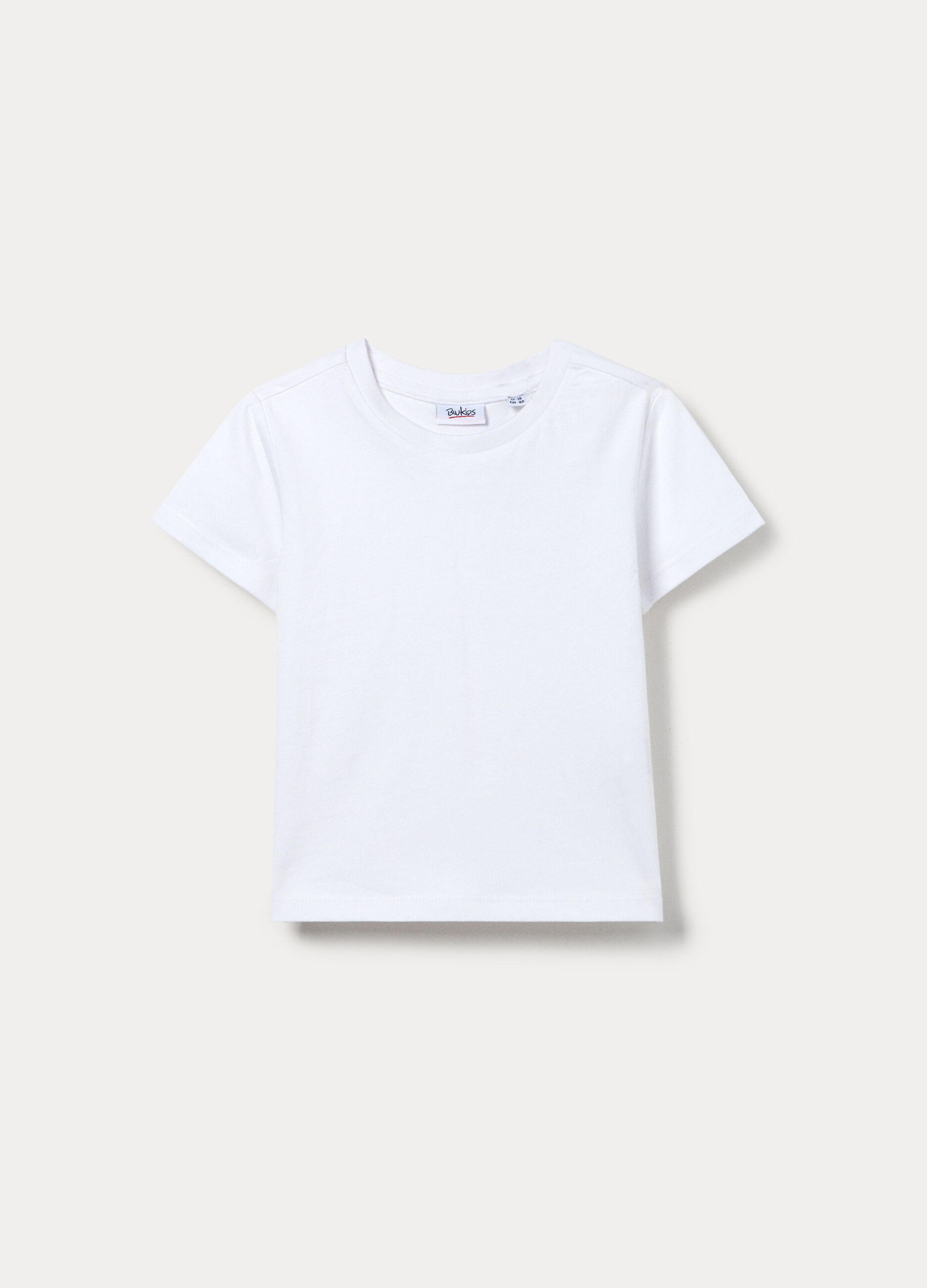 T-shirt girocollo in jersey di cotone stretch bimbo_0