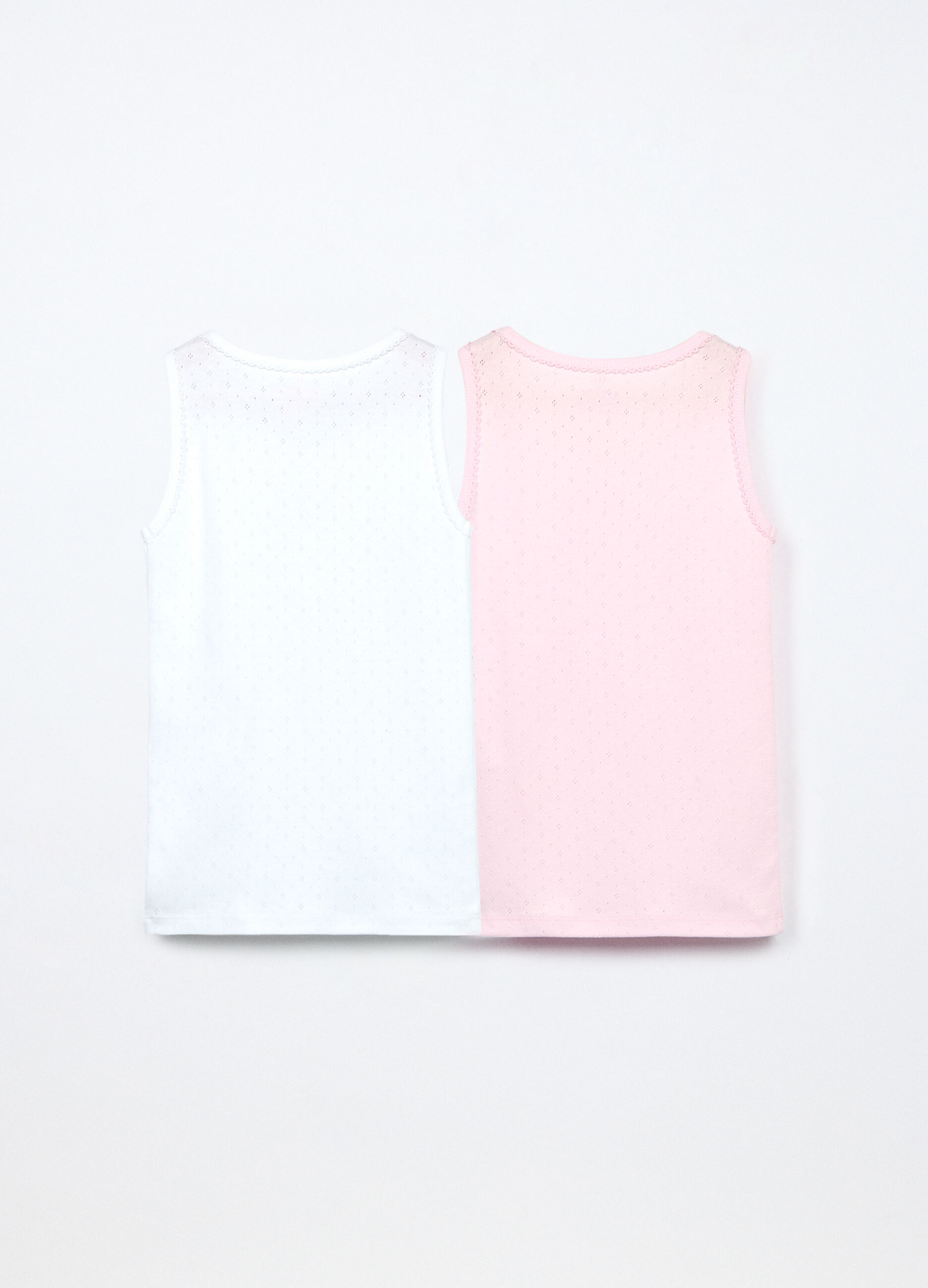 Pack 2 canotte in puro cotone pointelle bambina_1