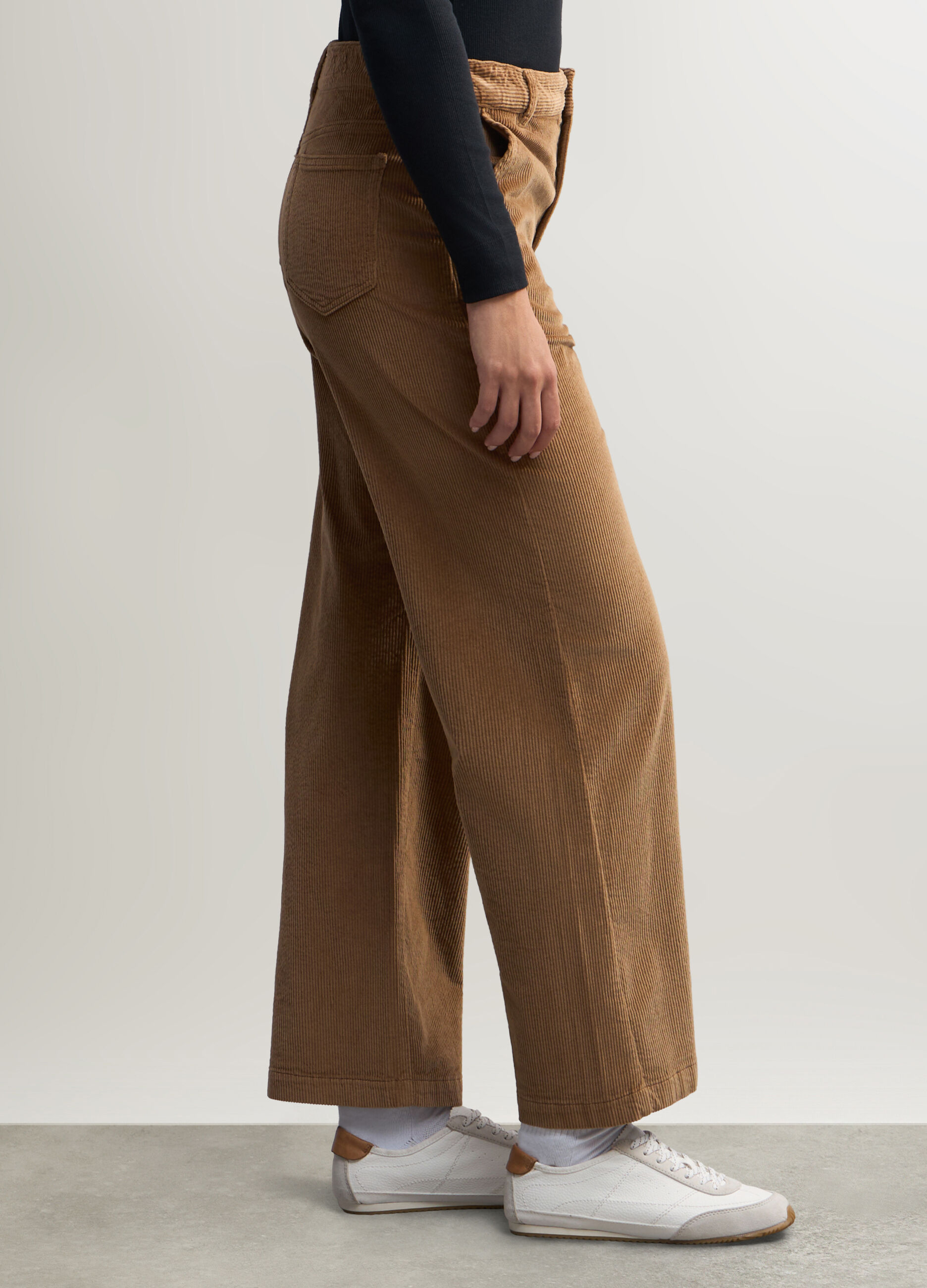 Pantaloni Wide Led in velluto a coste di cotone stretch donna_2