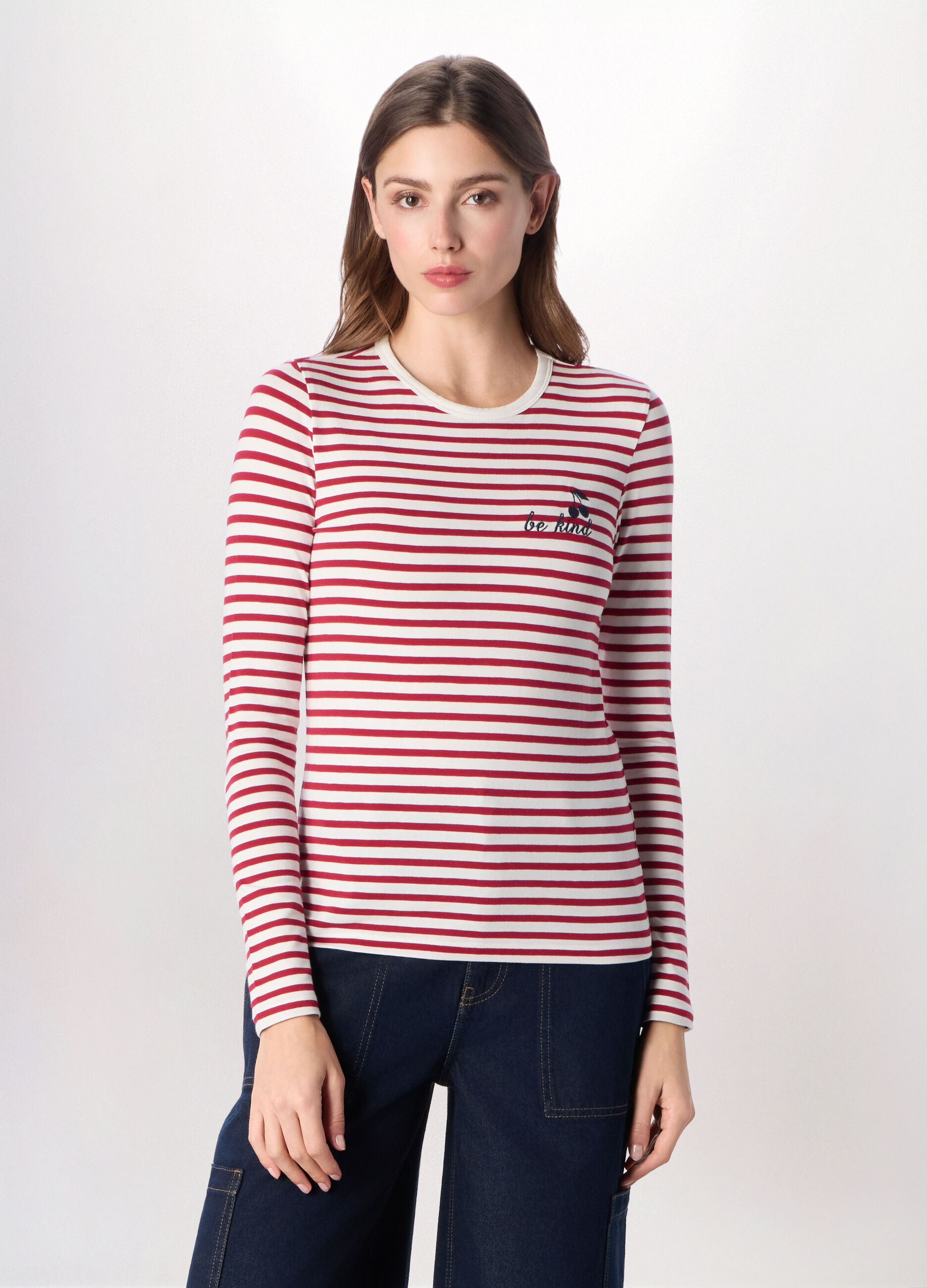 T-shirt in jersey di cotone stretch donna_0