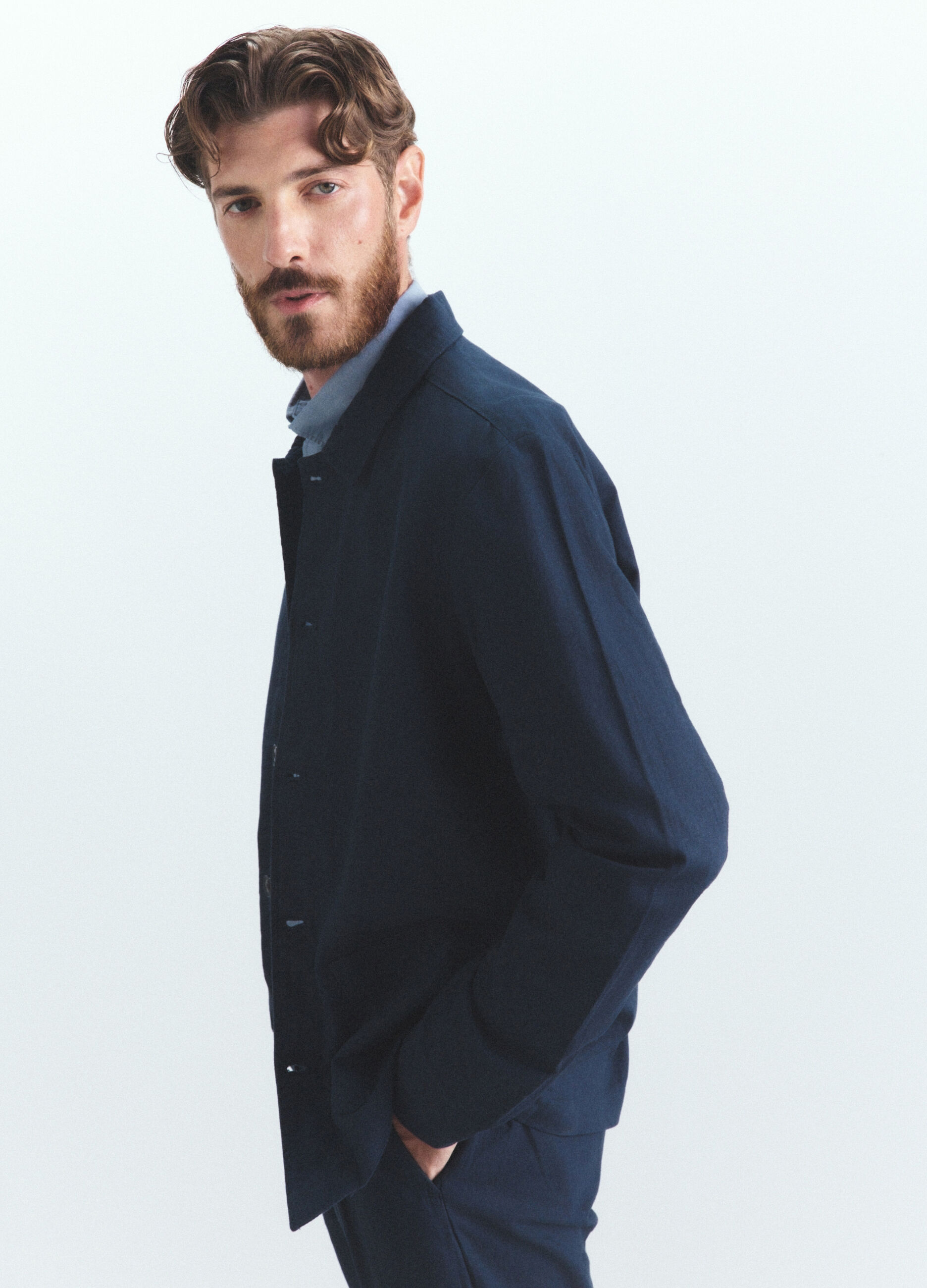 Giacca a camicia in lino e cotone uomo