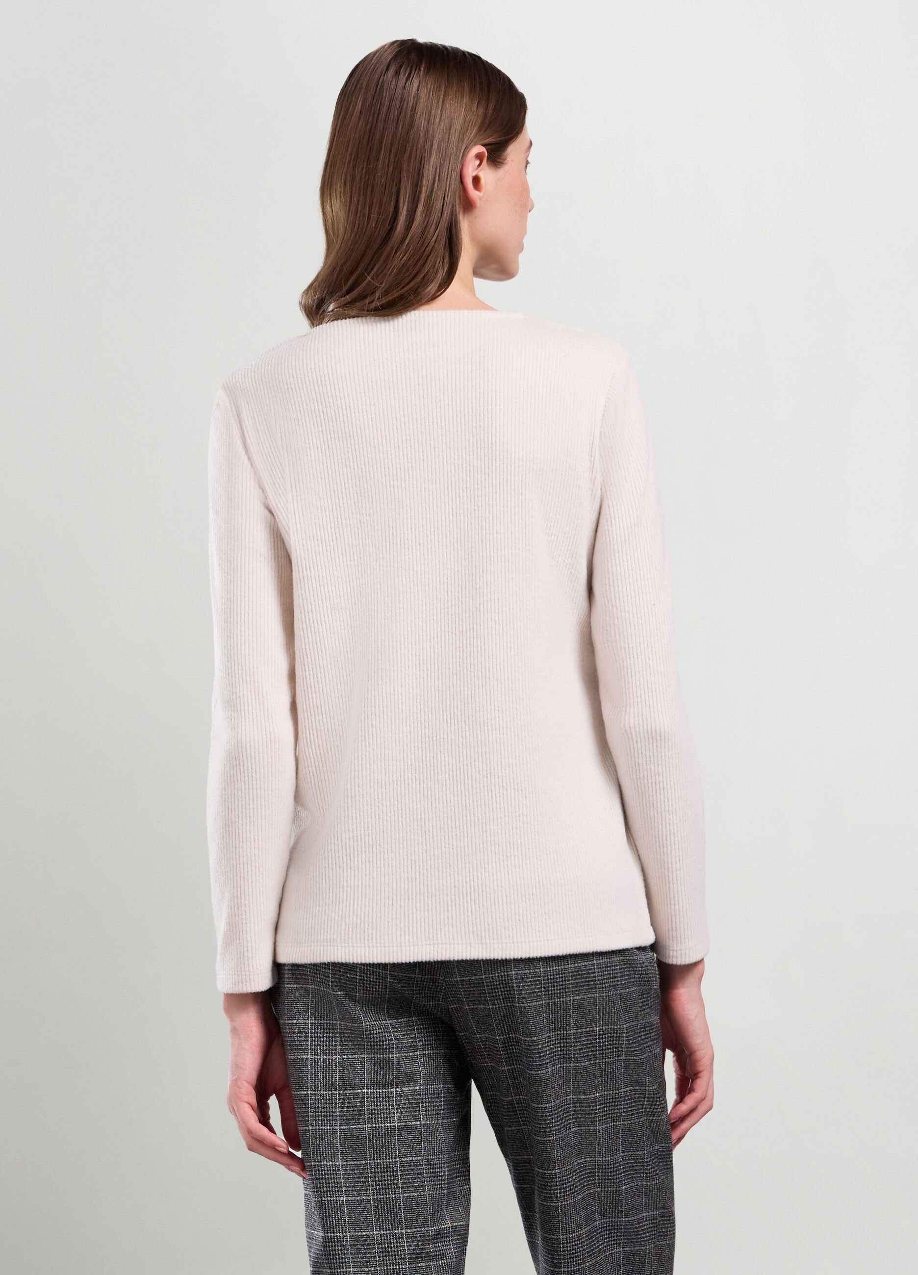 T-shirt in costina misto viscosa donna_1