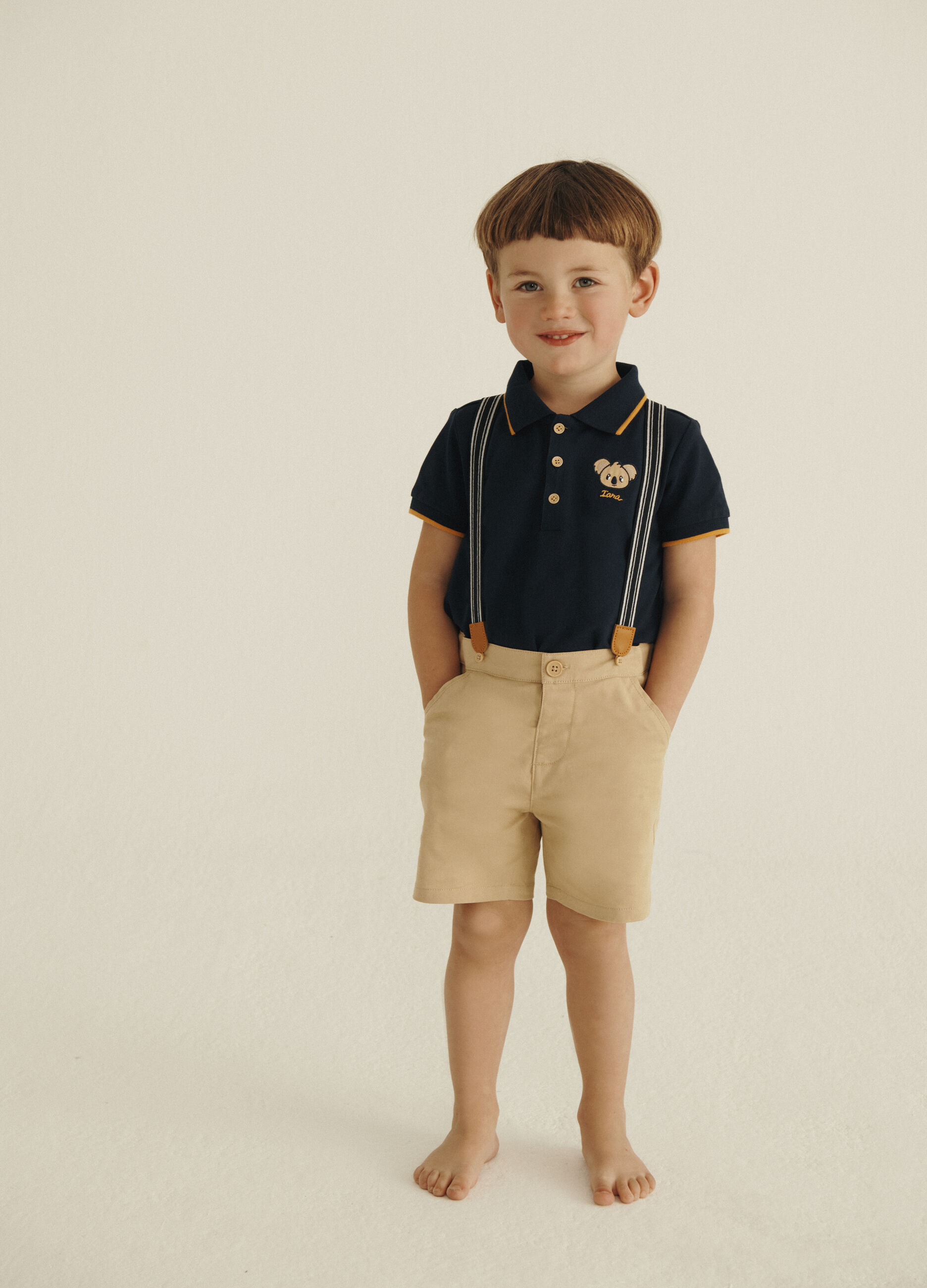 Shorts in twill con bretelle IANA neonato_0