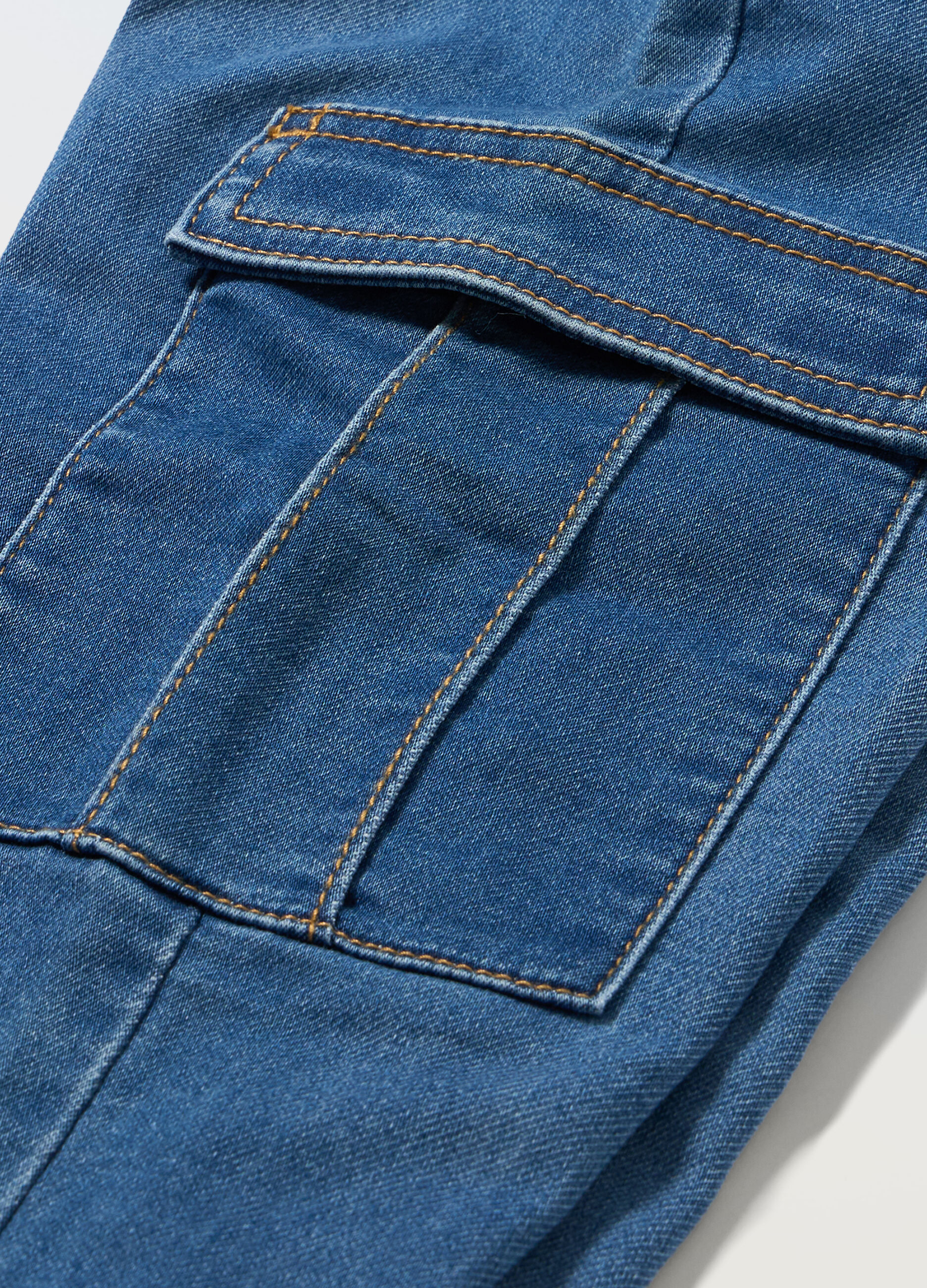 Joggers cargo in french terry denim bambino_1