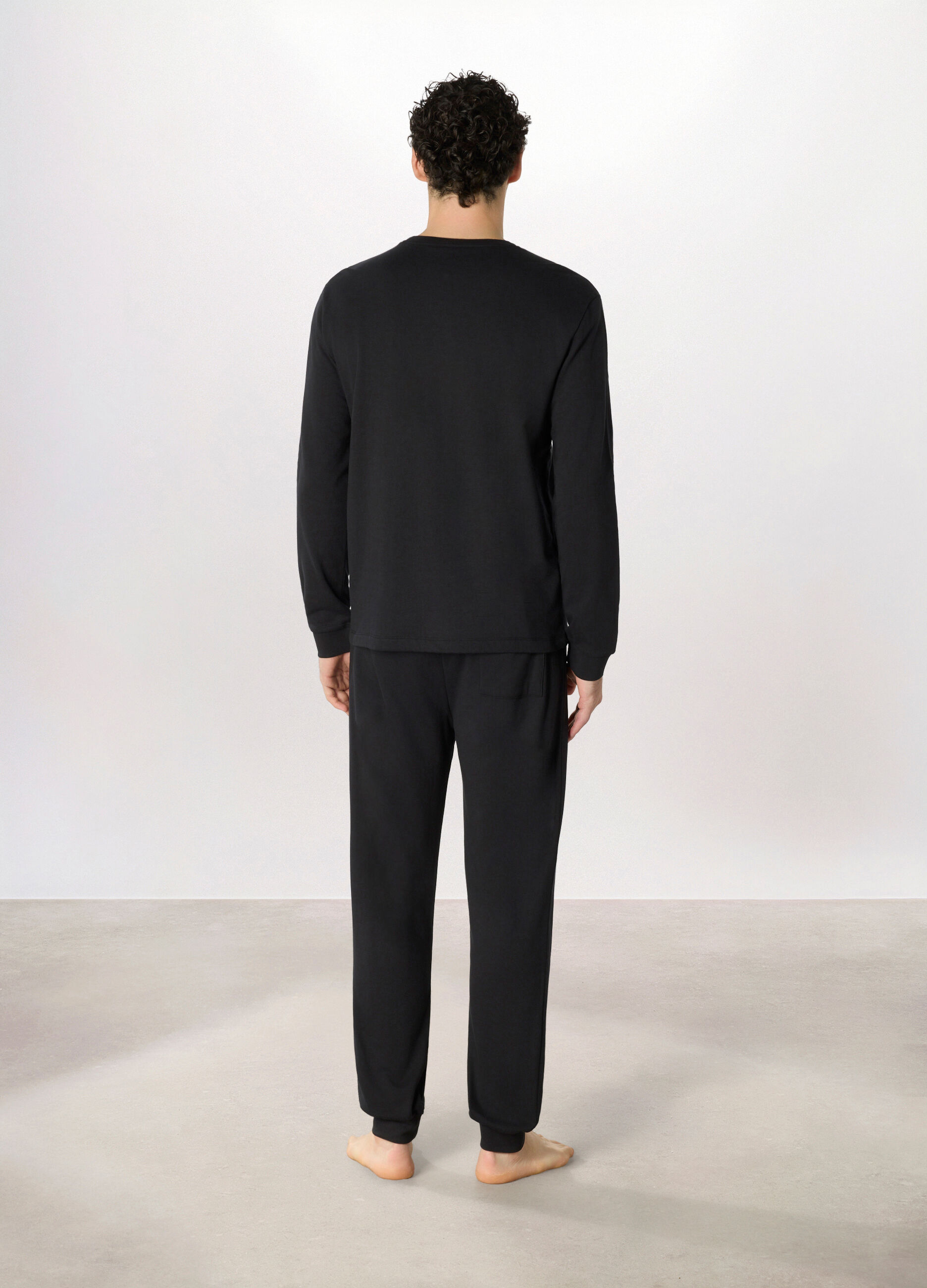 Pigiama lungo in felpa di cotone Snoopy uomo_1