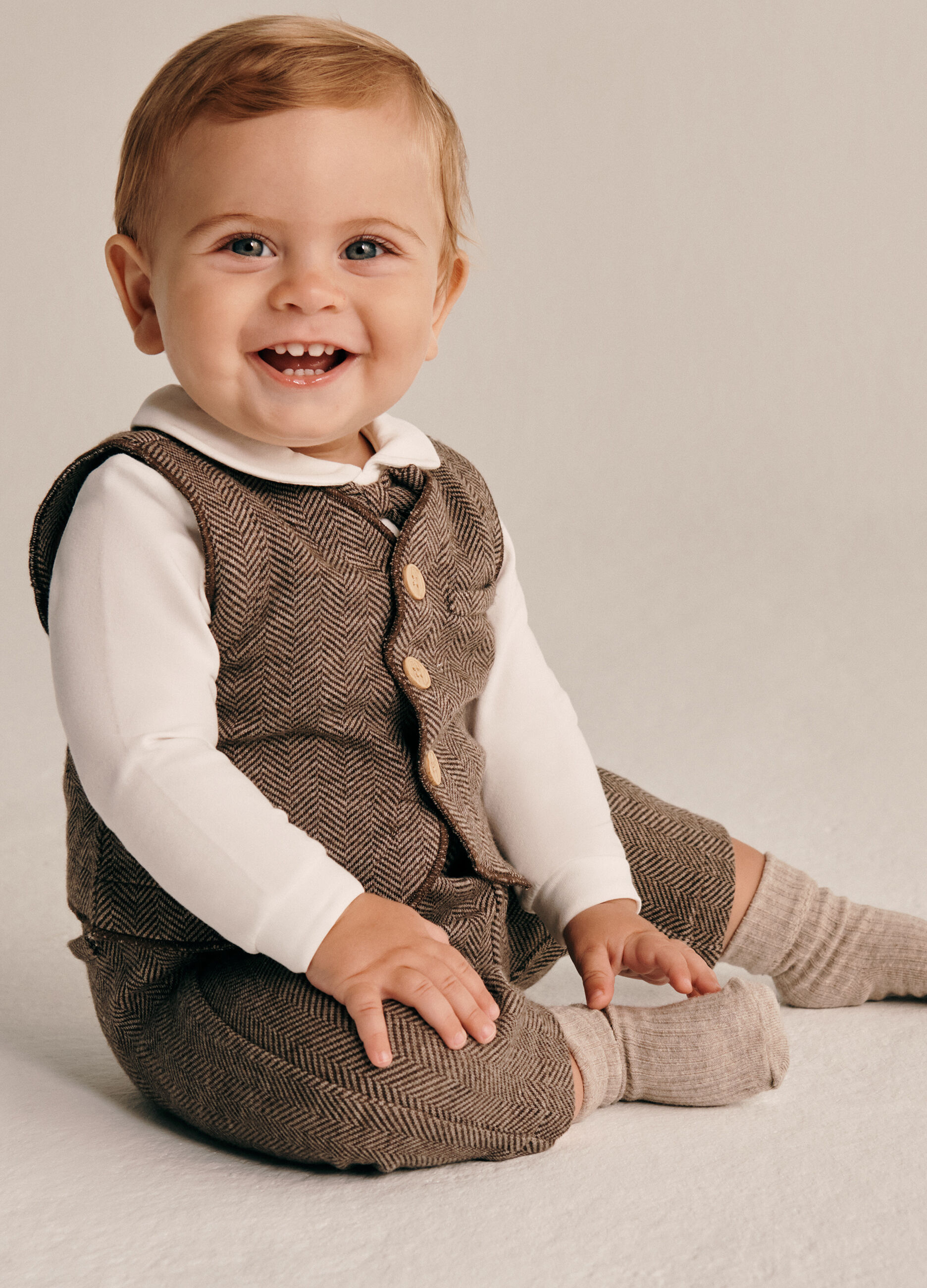 Gilet marrone in misto cotone e acrilico_0