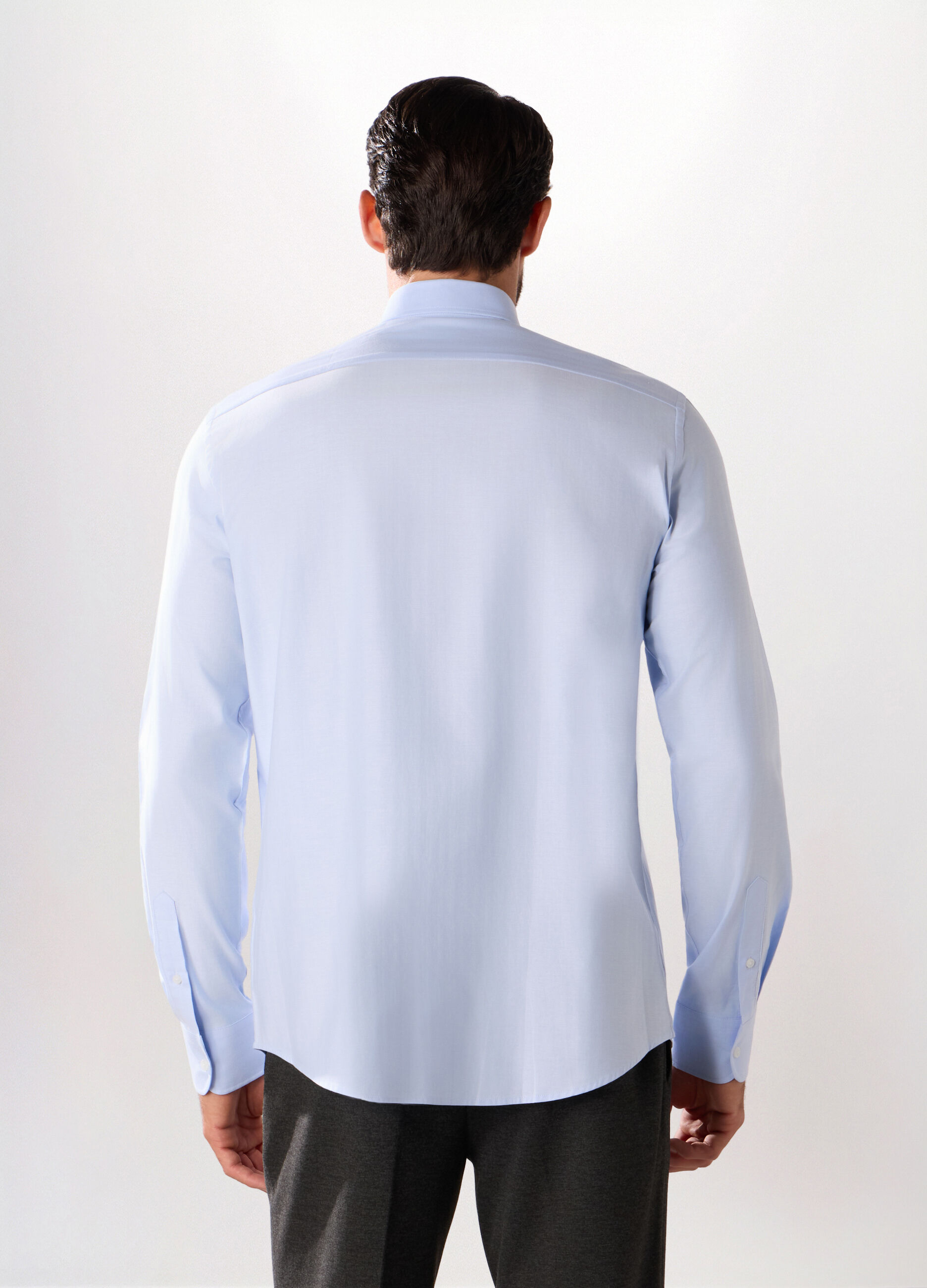 Camicia regular fit in dobby di cotone stretch uomo_2