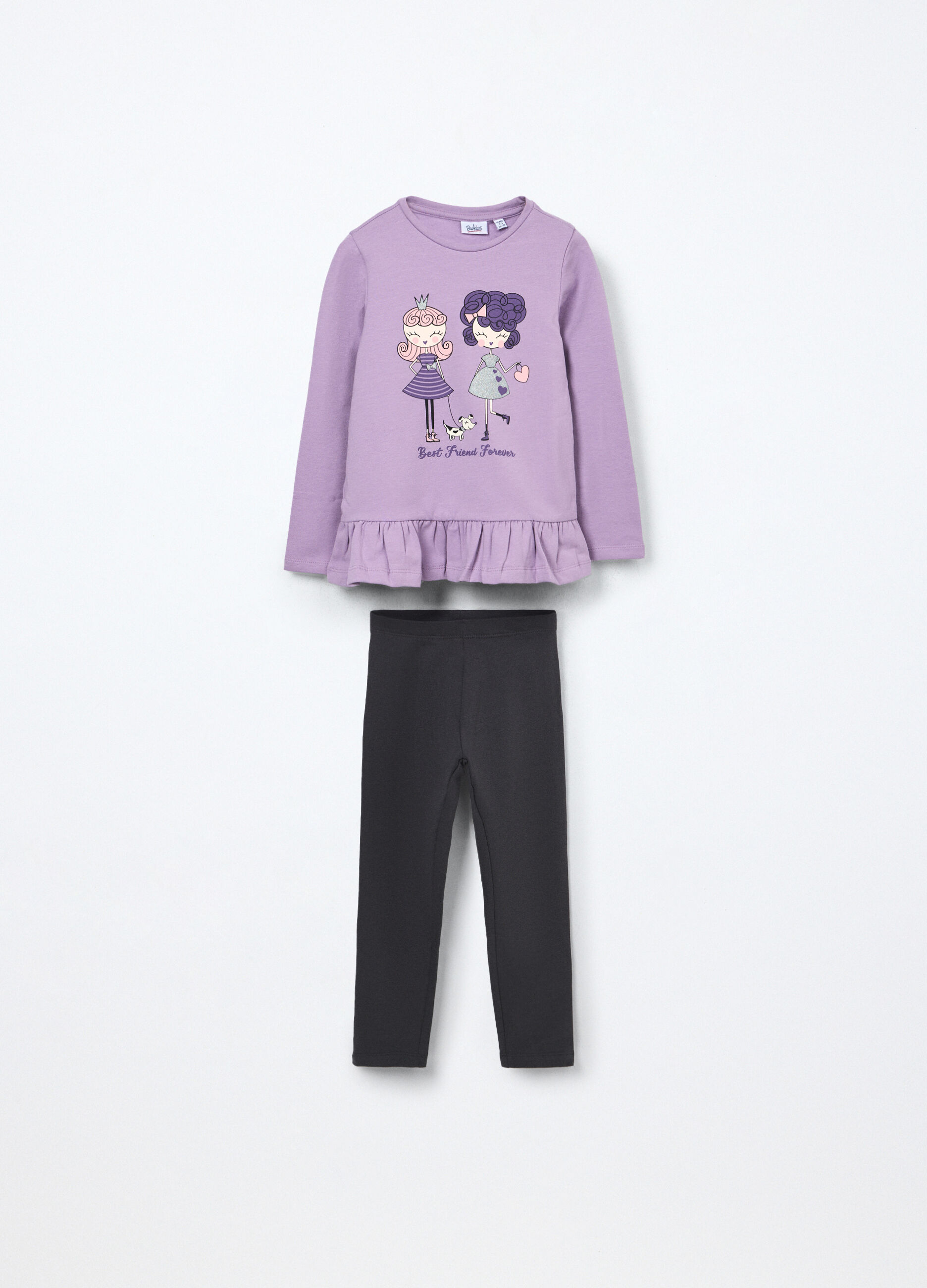 Jogging set in cotone fleece stretch bambina_0