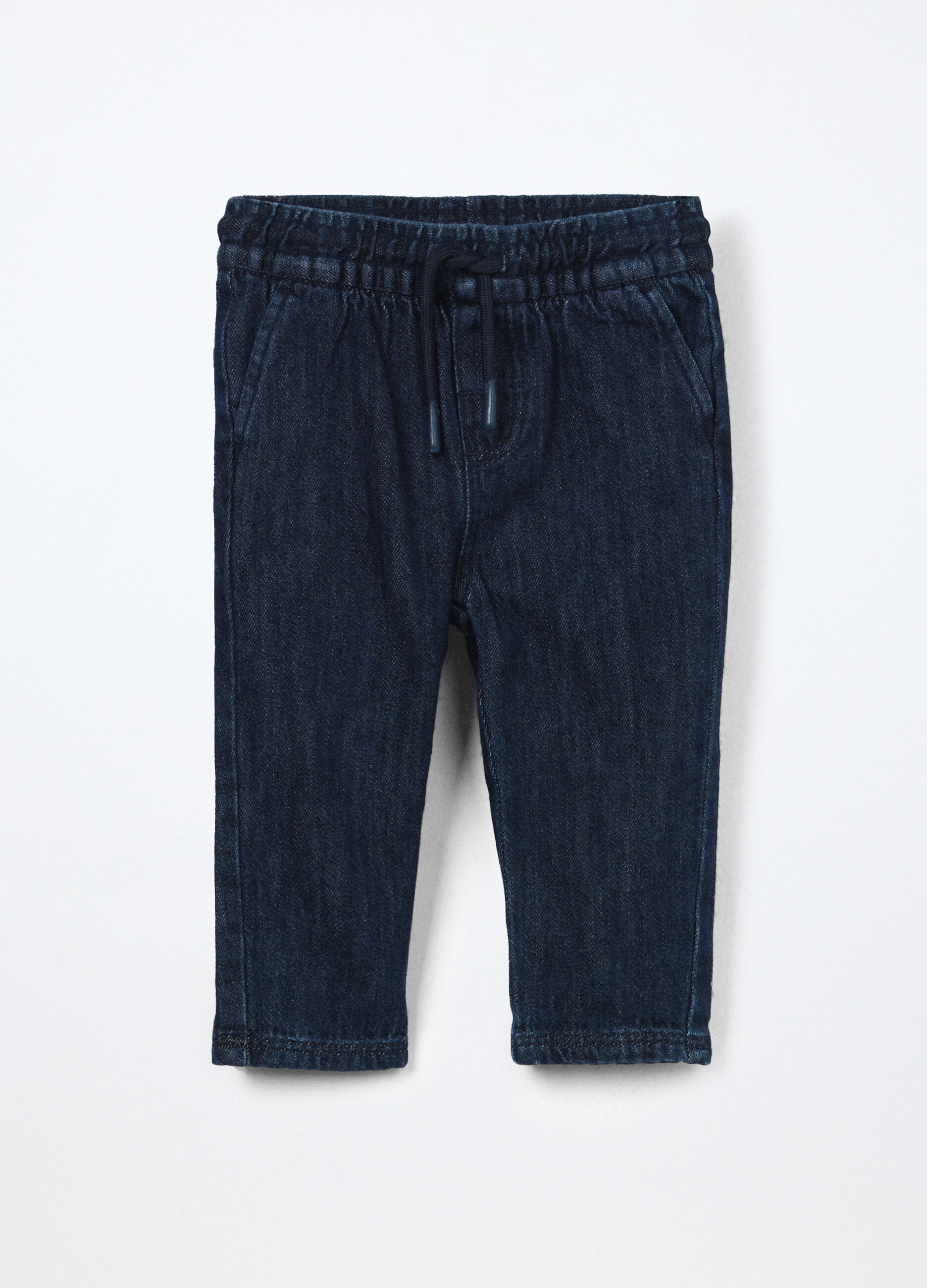 Pantaloni in denim misto cotone neonato_0