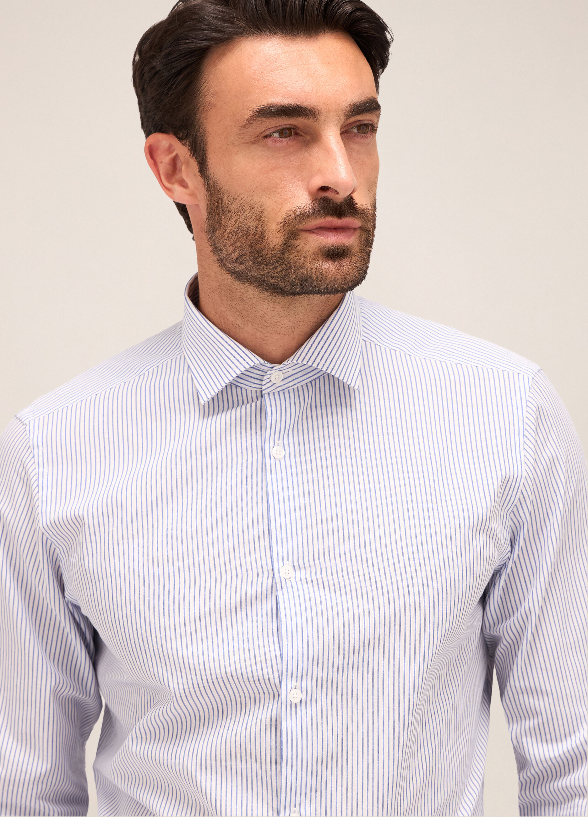 Camicia slim fit colletto classico in misto cotone uomo_2
