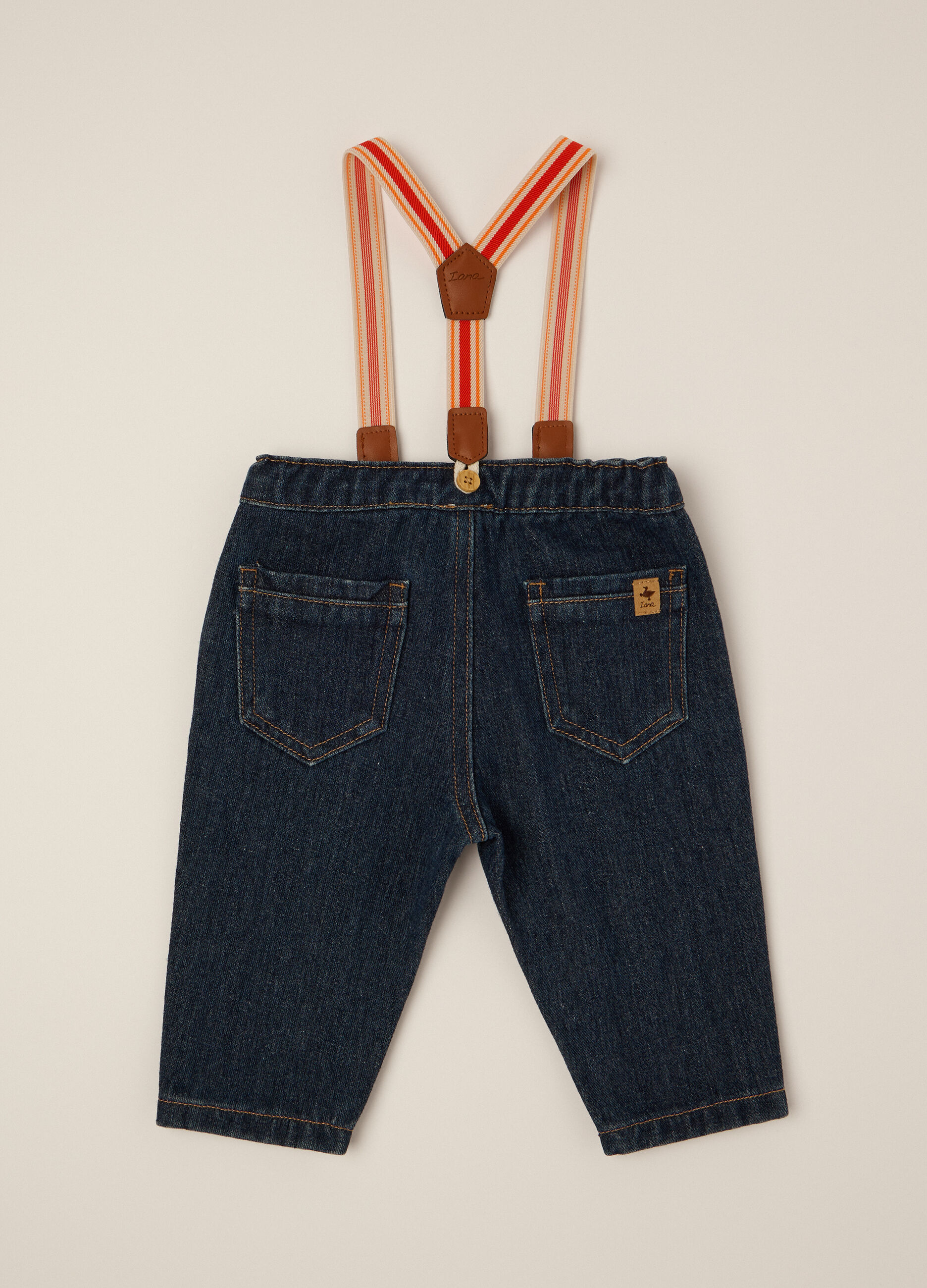 Pantaloni denim bambino con bretelle_2