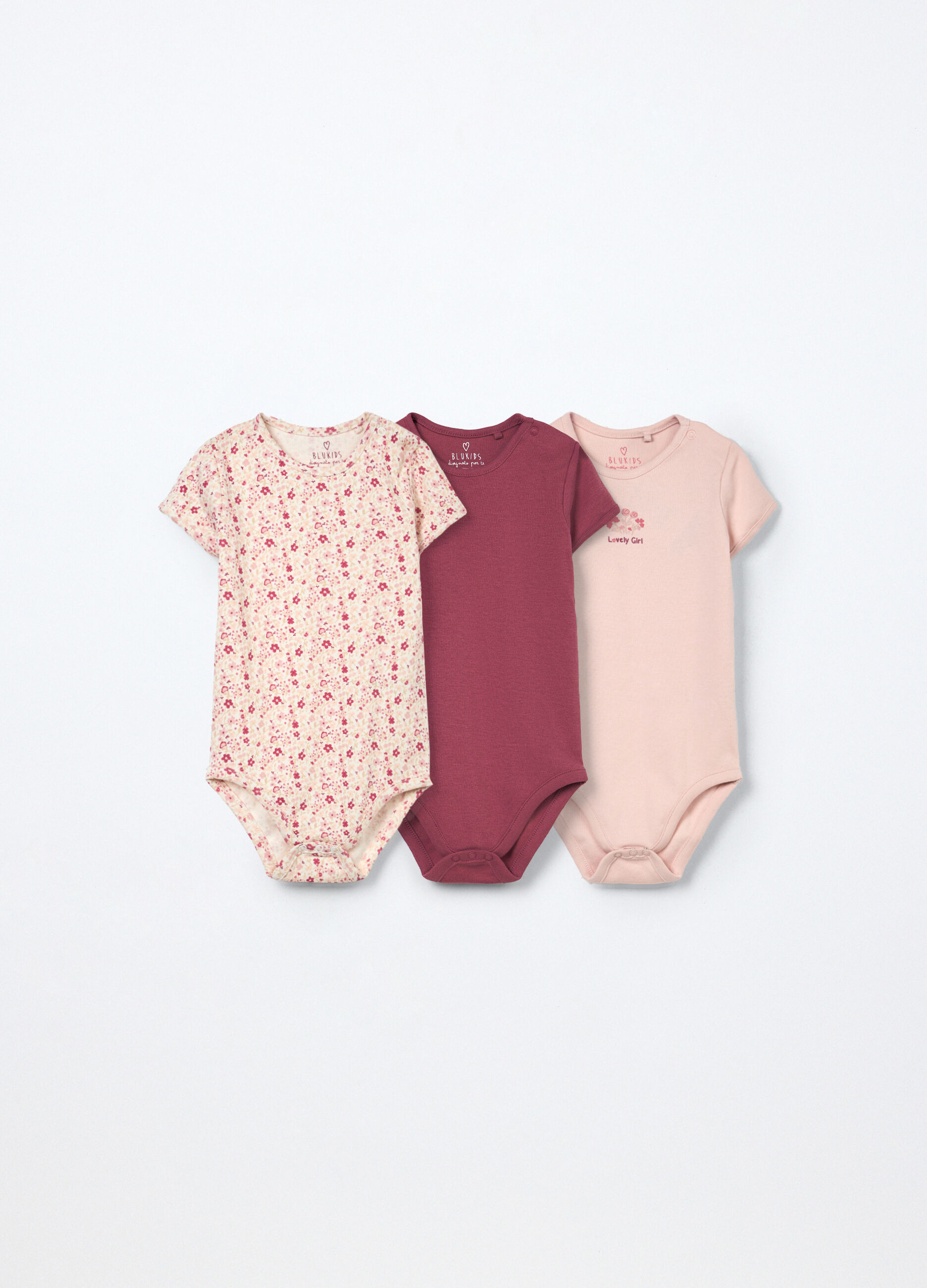 Pack 3 body in interlock di puro cotone neonata