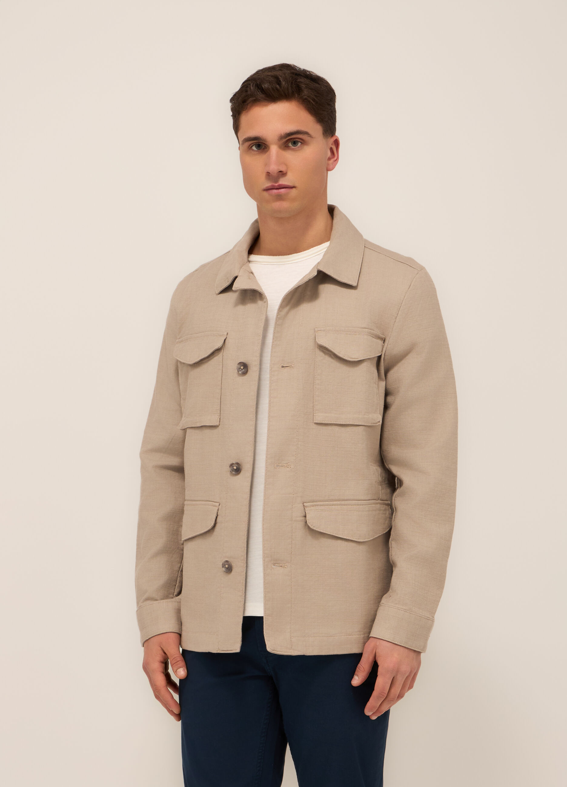 Field jacket in tela di cotone uomo_0
