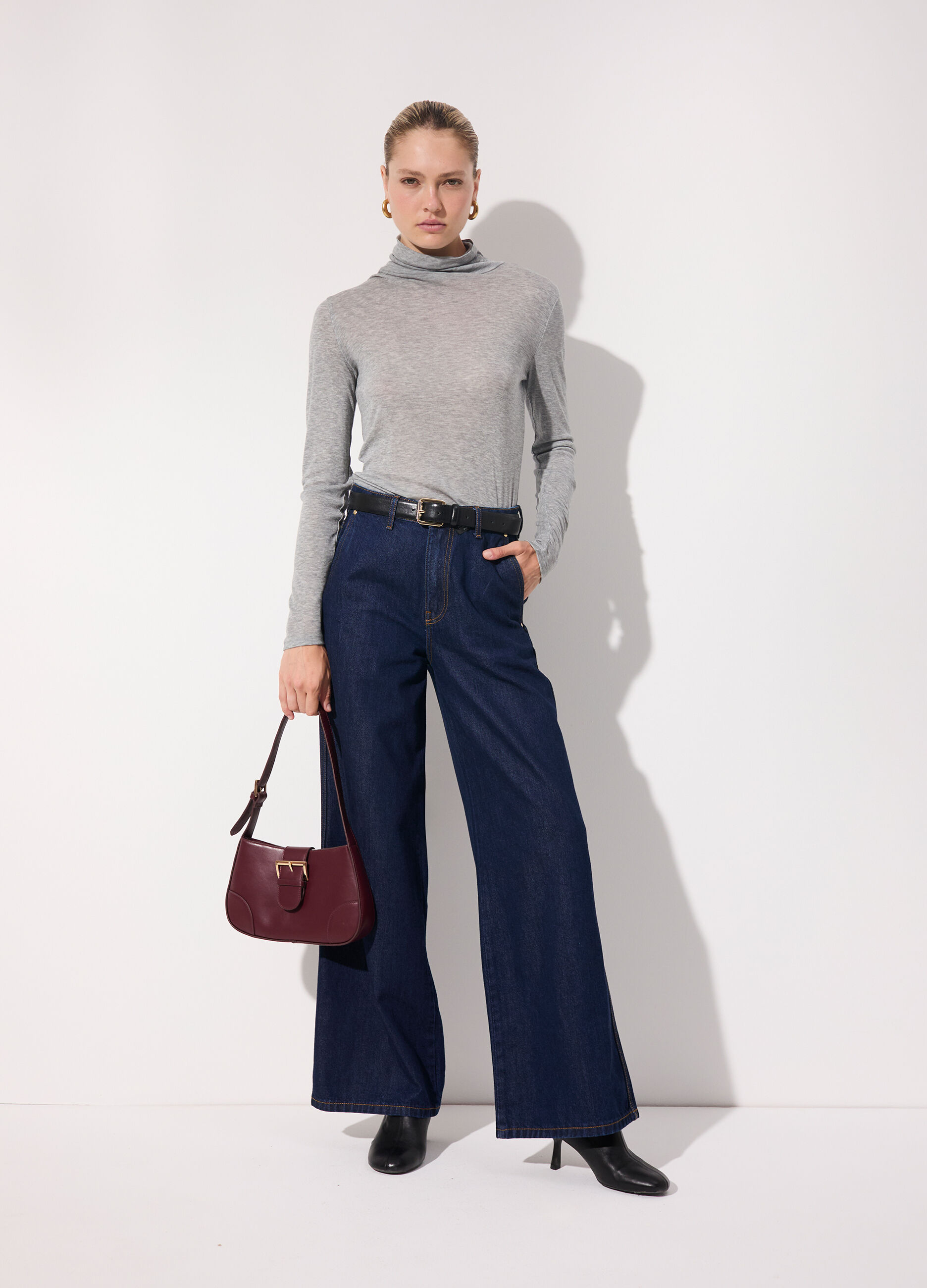 Pantalone denim flare fit donna_0