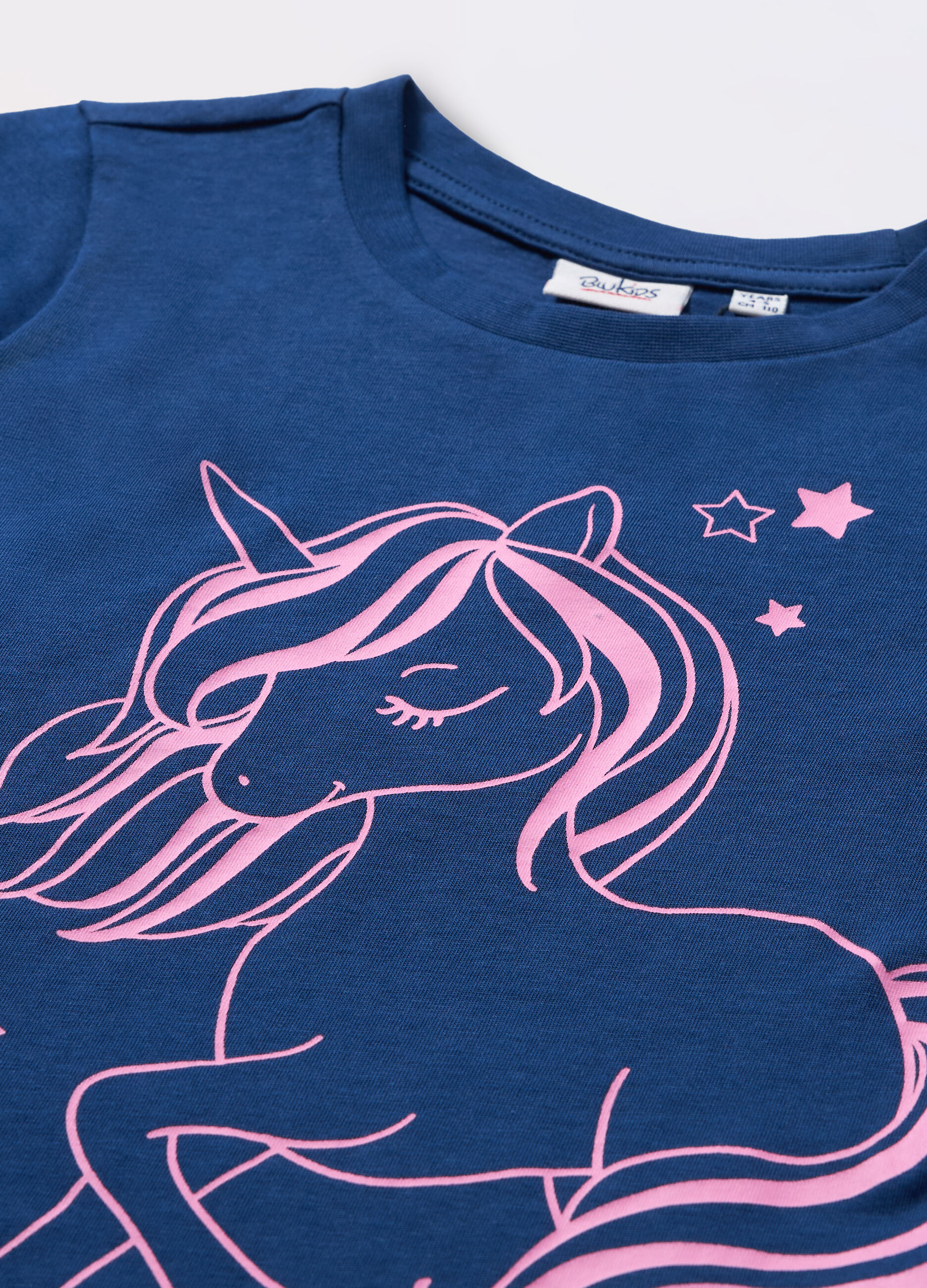 T-shirt a maniche lunghe in puro cotone con stampa bambina_1
