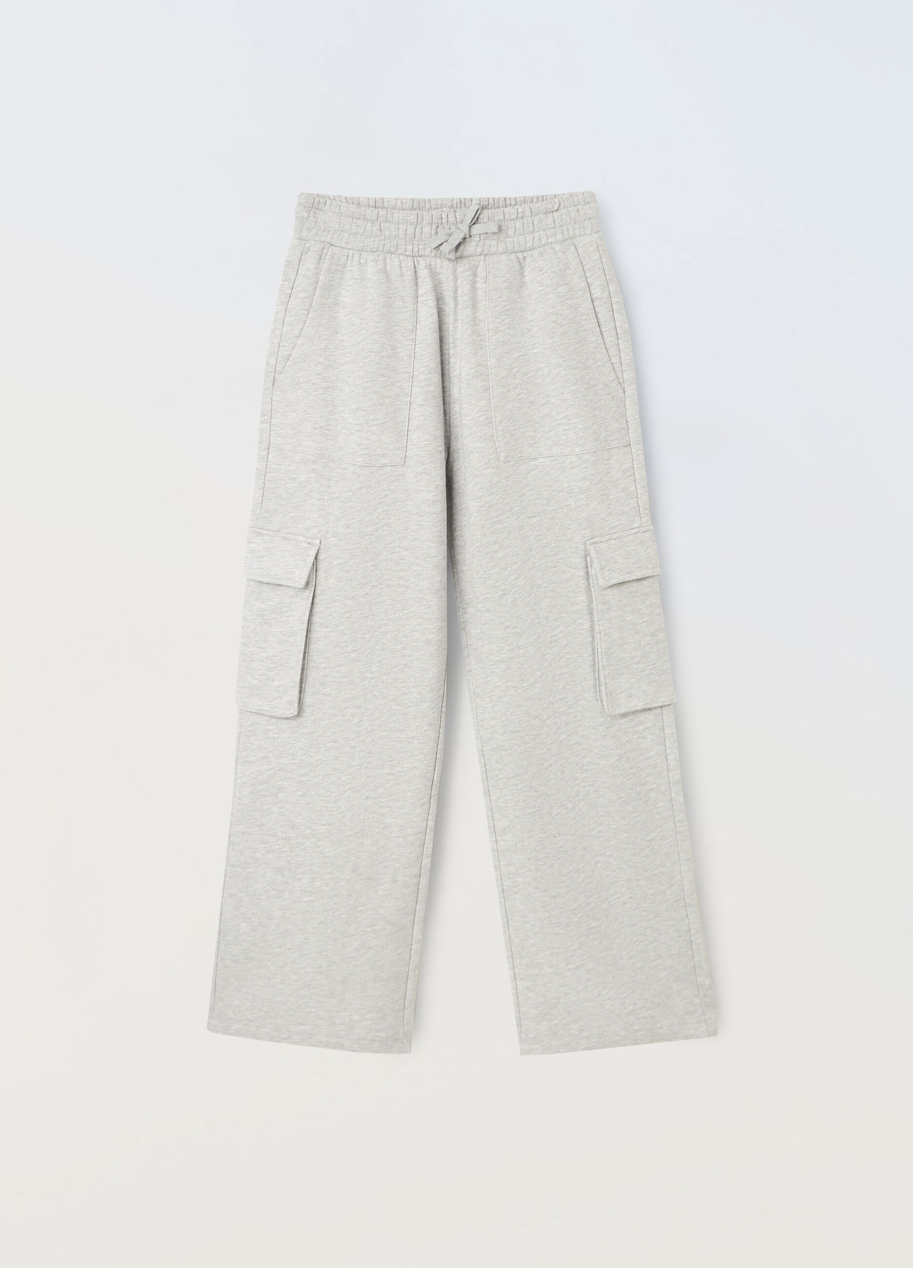 Joggers wide leg cargo in felpa di cotone ragazza_0
