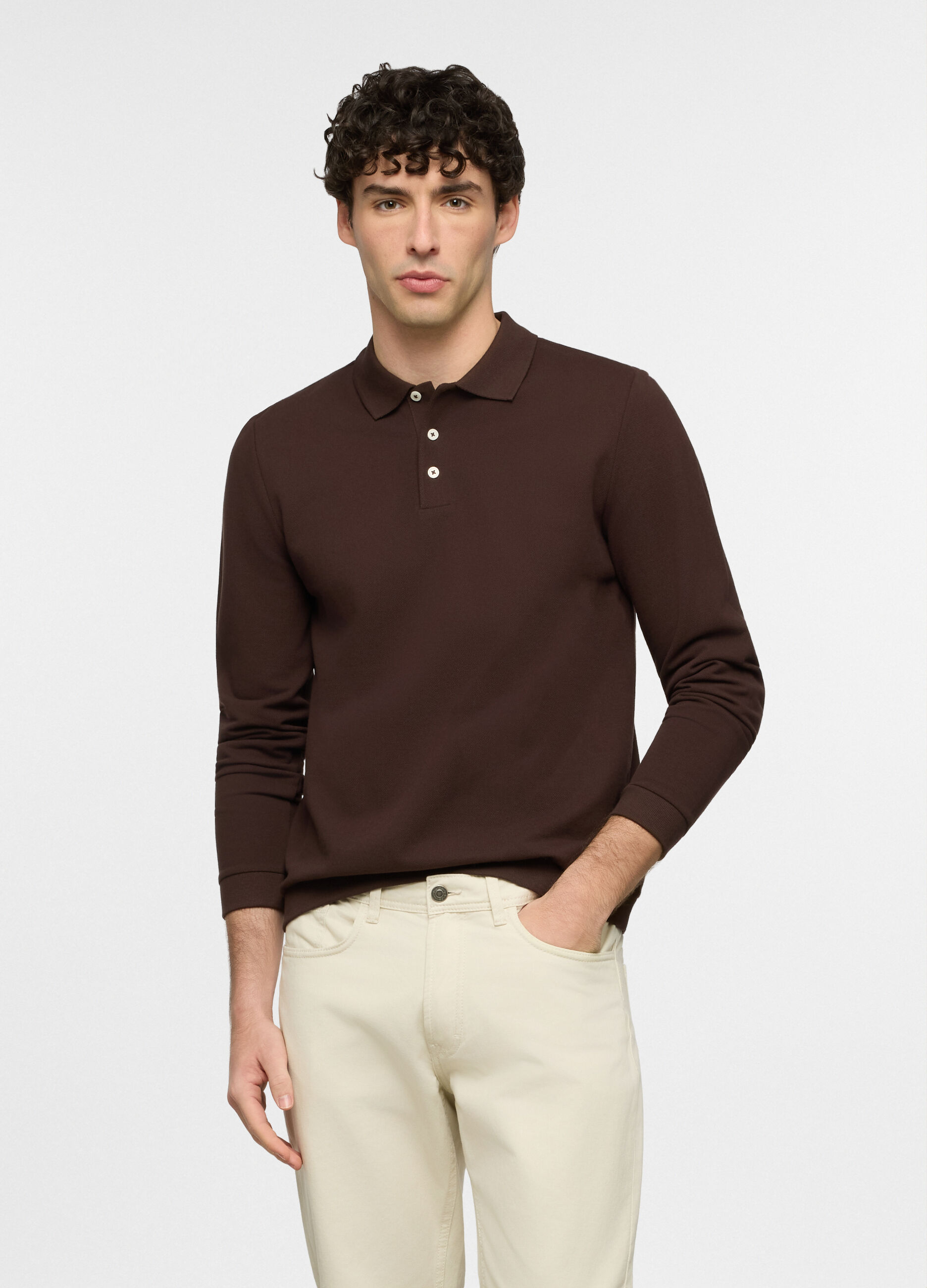 Polo a maniche lunghe in cotone uomo_0