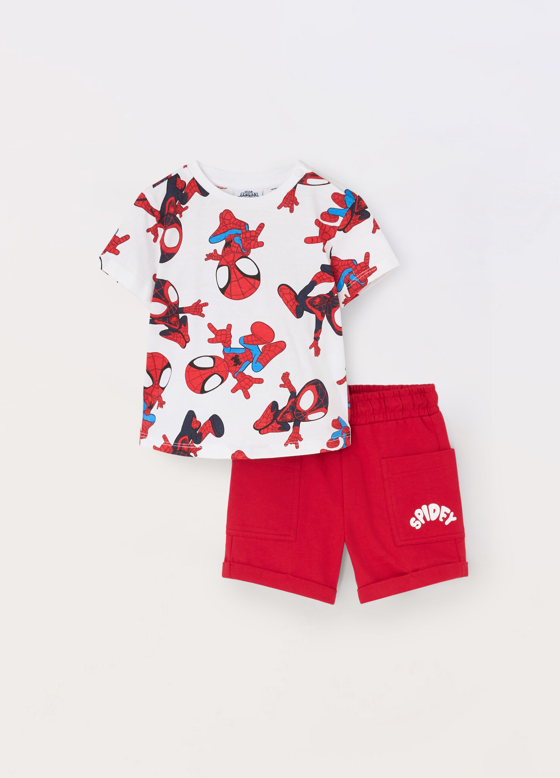 Jogging set corto in jersey di puro cotone neonato_0