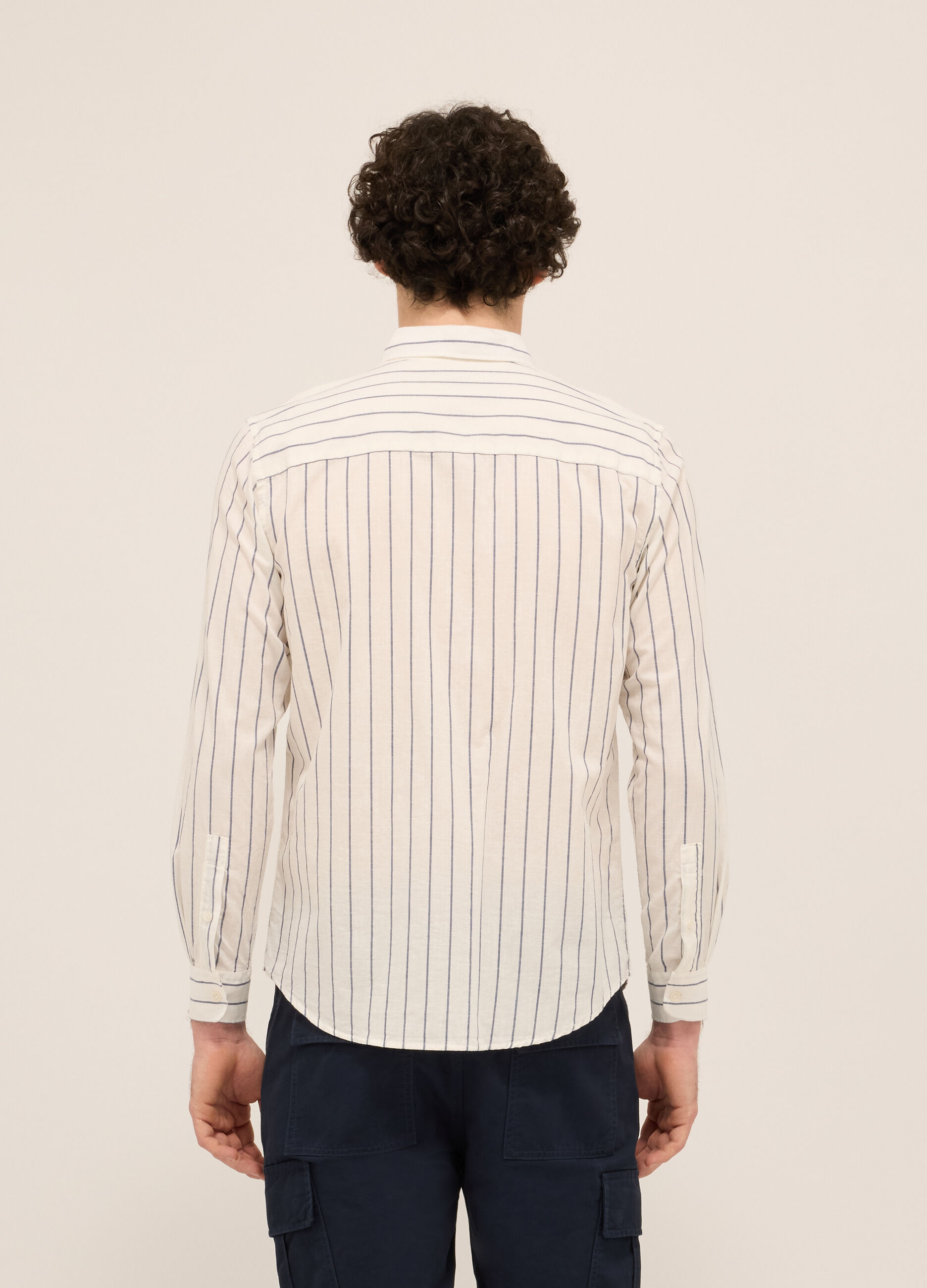 Camicia regular fit in puro cotone a righe uomo_1